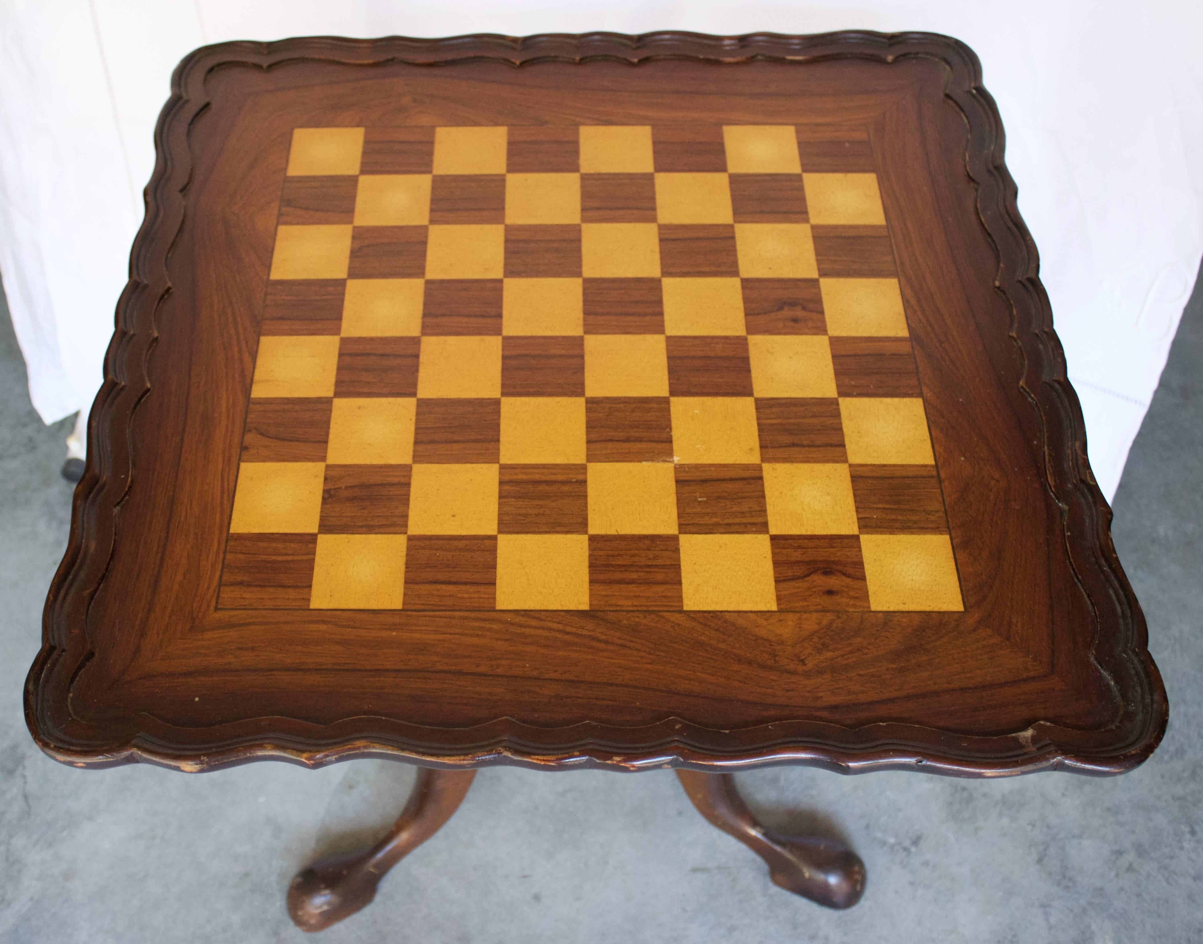 
Good size table you can comfortably play from an armchair. Solid walnut with a maple inlaid top featuring a 16