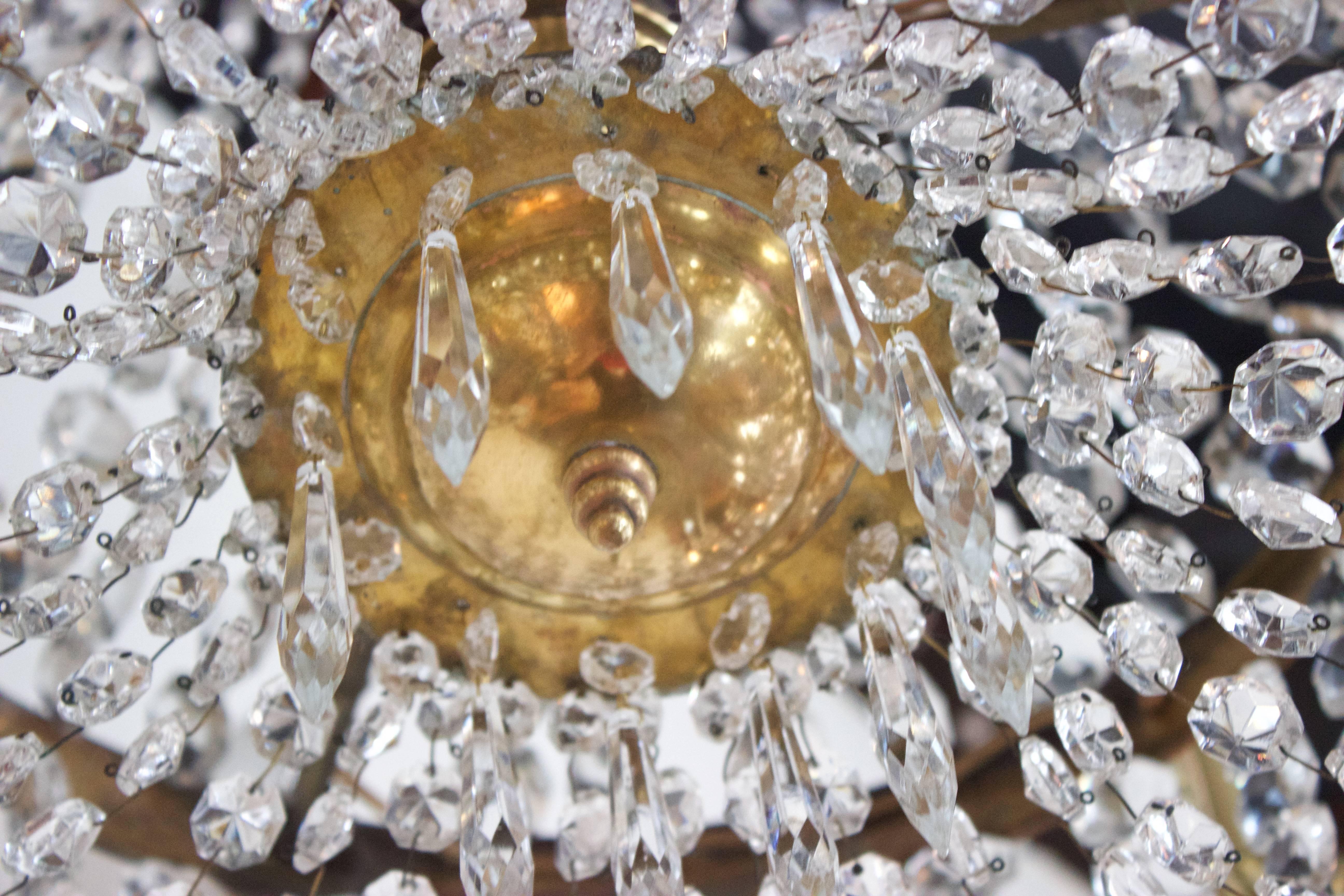 19th Century Empire Style Six Arm Crystal and Bronze Chandelier 2