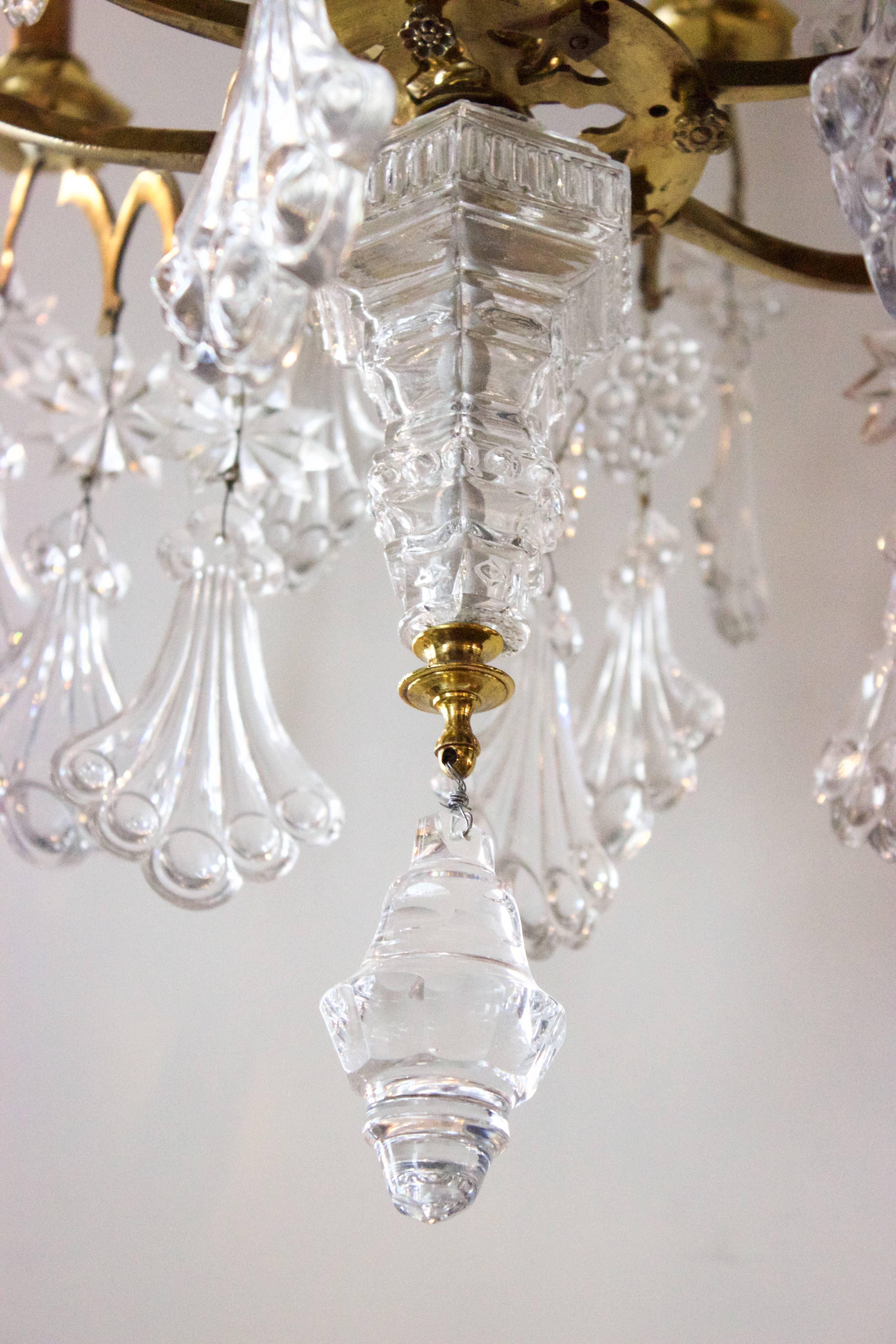 19th Century French Louis XV Bronze Cage and Crystal Twelve-Arm Chandelier  For Sale 3