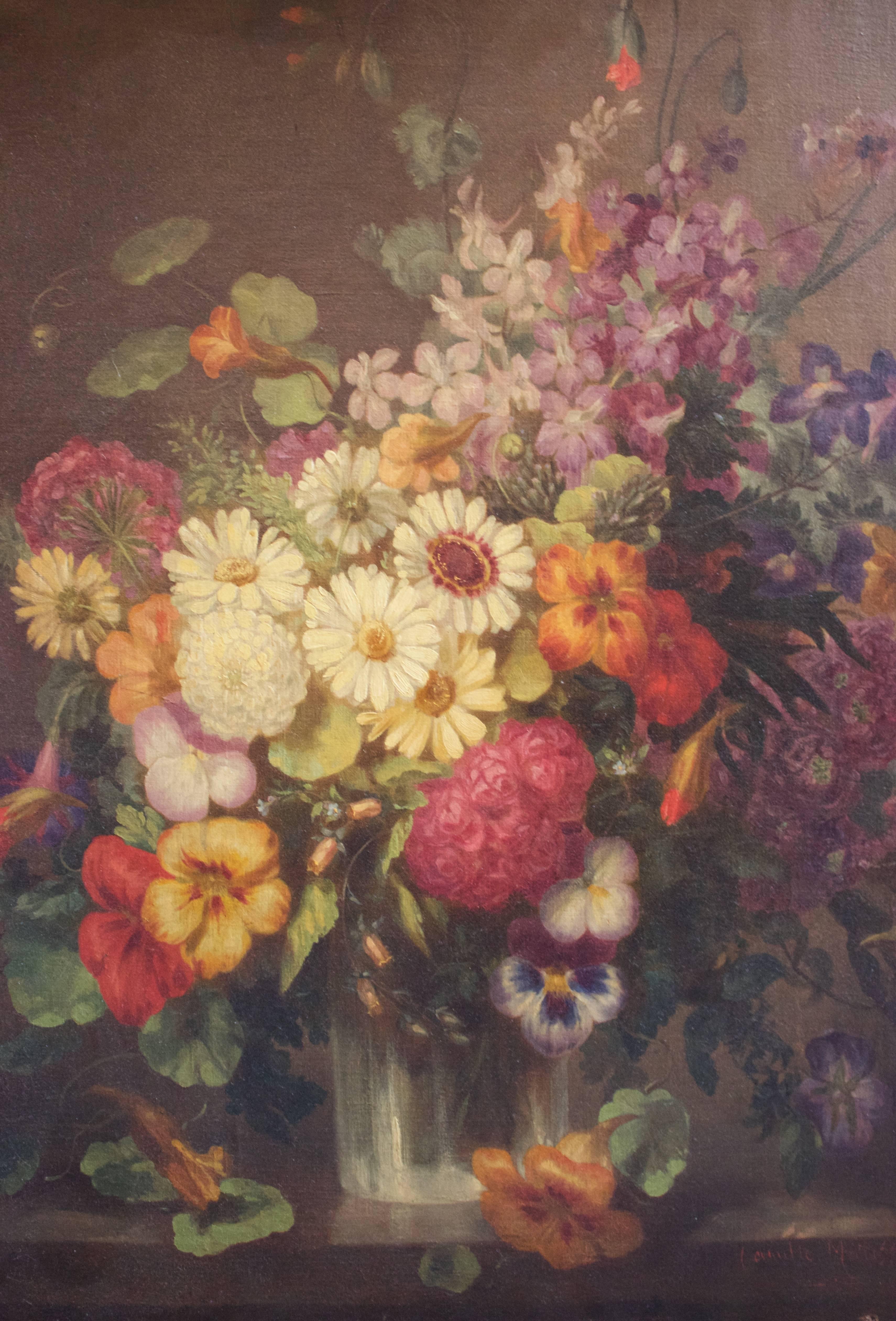 Belle Époque 19th Century French Floral Still Life Oil Signed