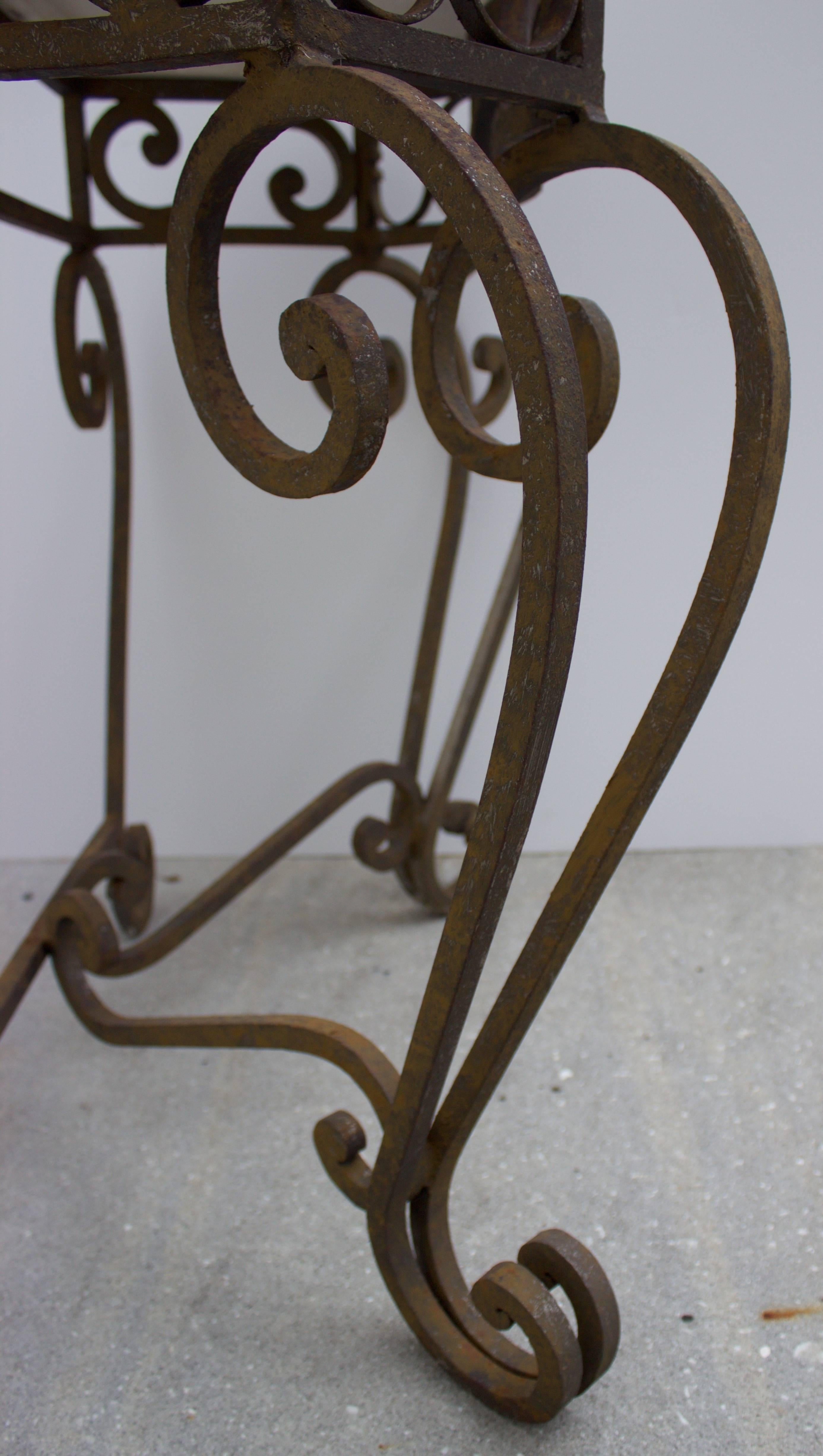 Wrought Iron and Travertine Console In Good Condition For Sale In Charleston, SC