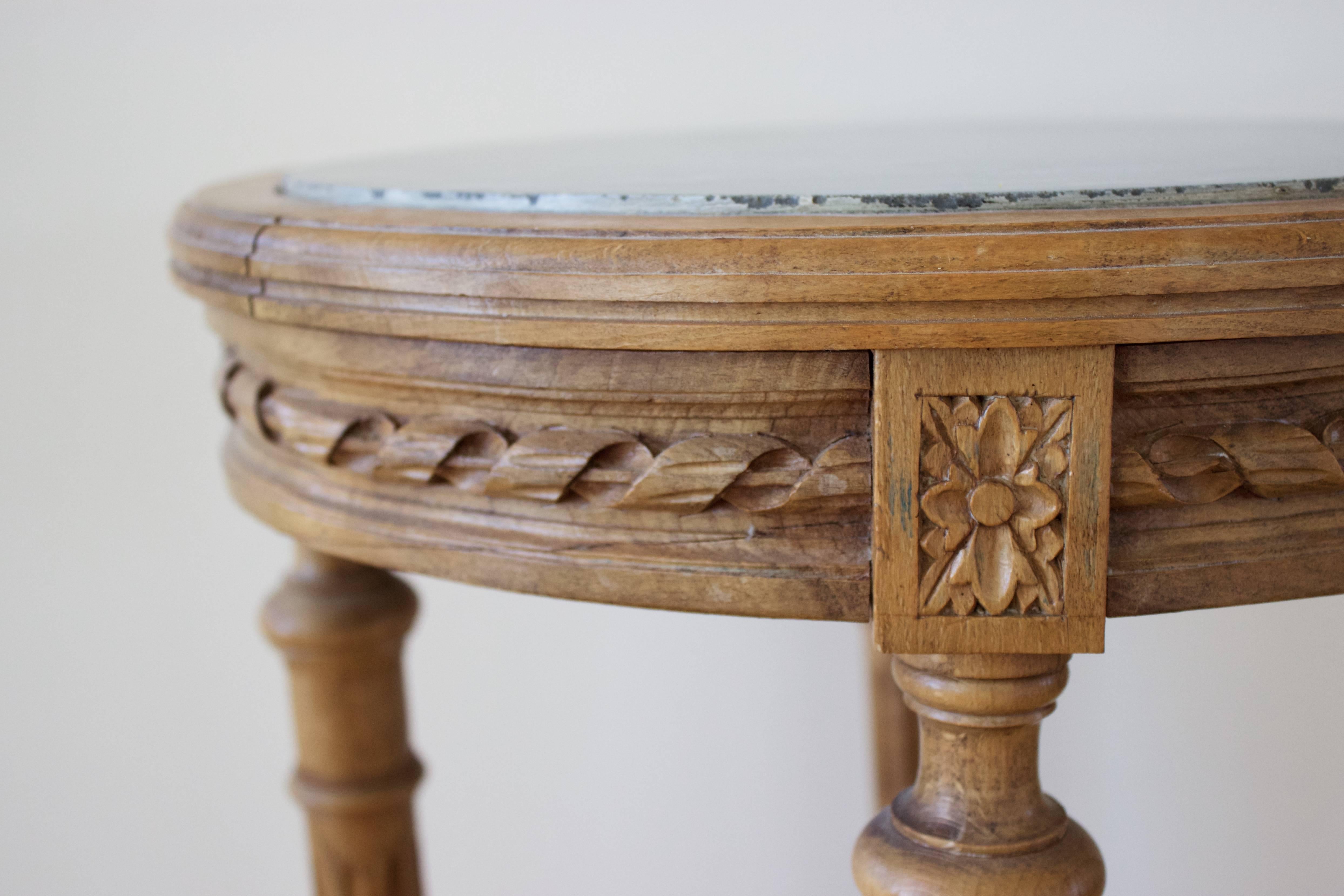 Late 19th Century 19th C. French Louis XVI St. Side Table with Marble Top For Sale