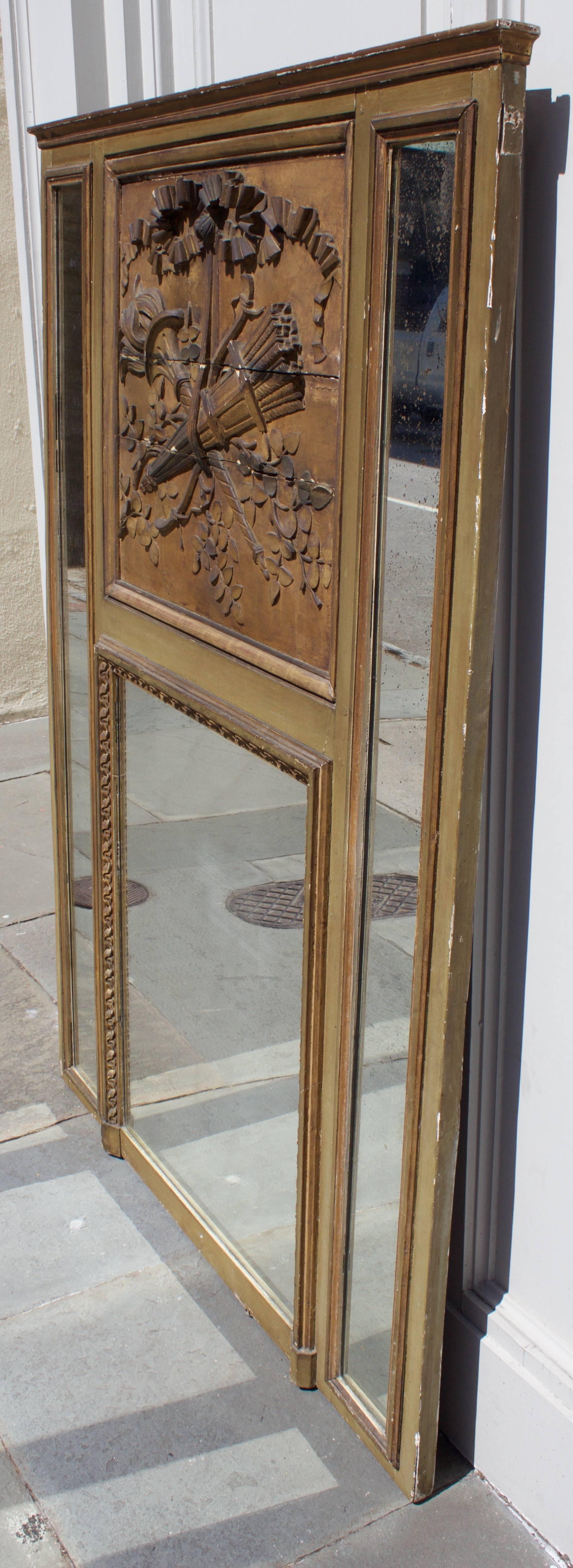 18th Century French Louis XVI Period Mantel Trumeau Mirror 