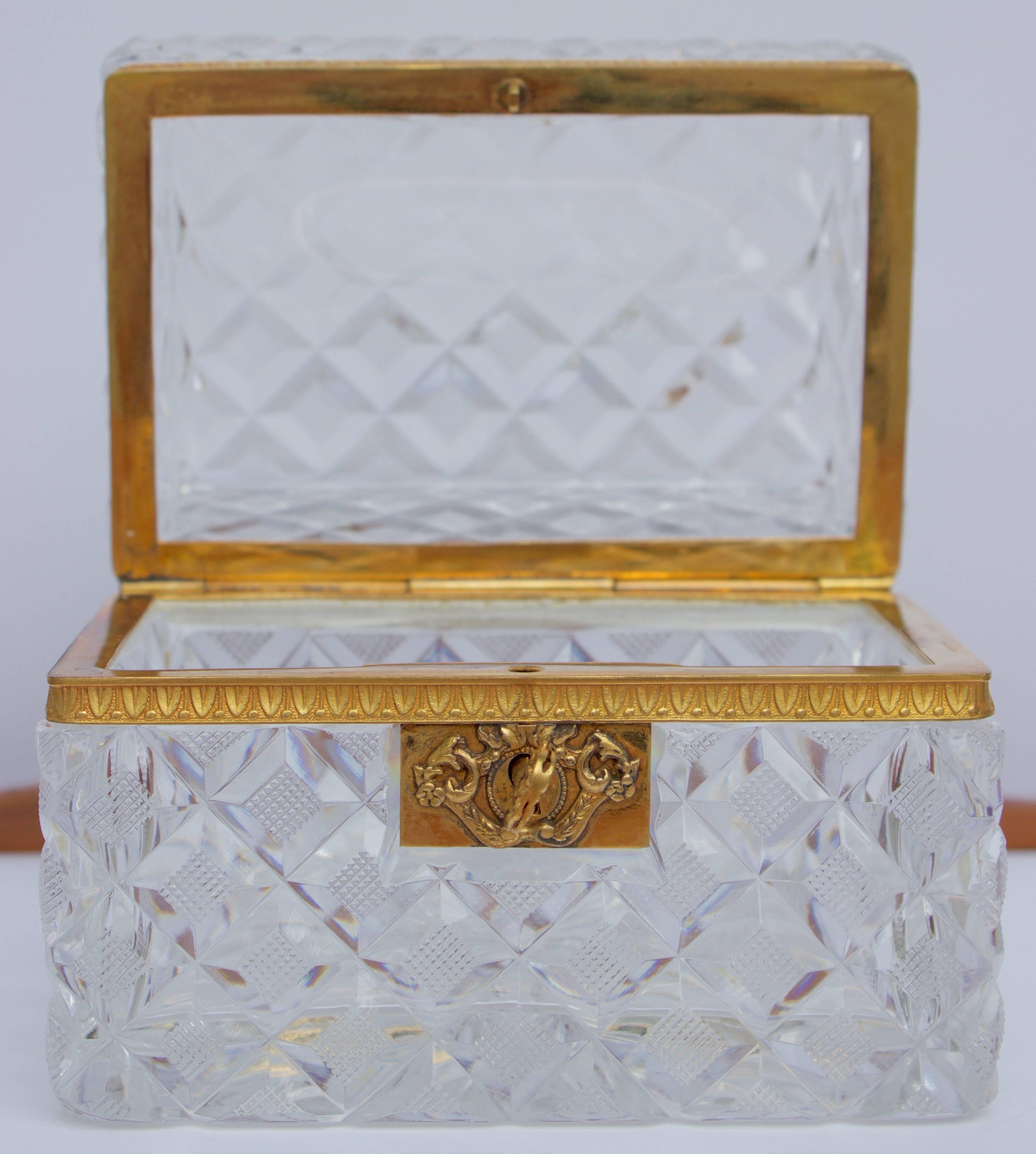 Other Antique French Cut Crystal and Gilt Bronzes Box For Sale