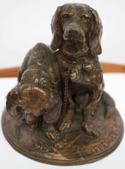 French Bronze Sculpture, E.Fremiet "Deux Chiens Bassets, Ravageot et Ravageole"