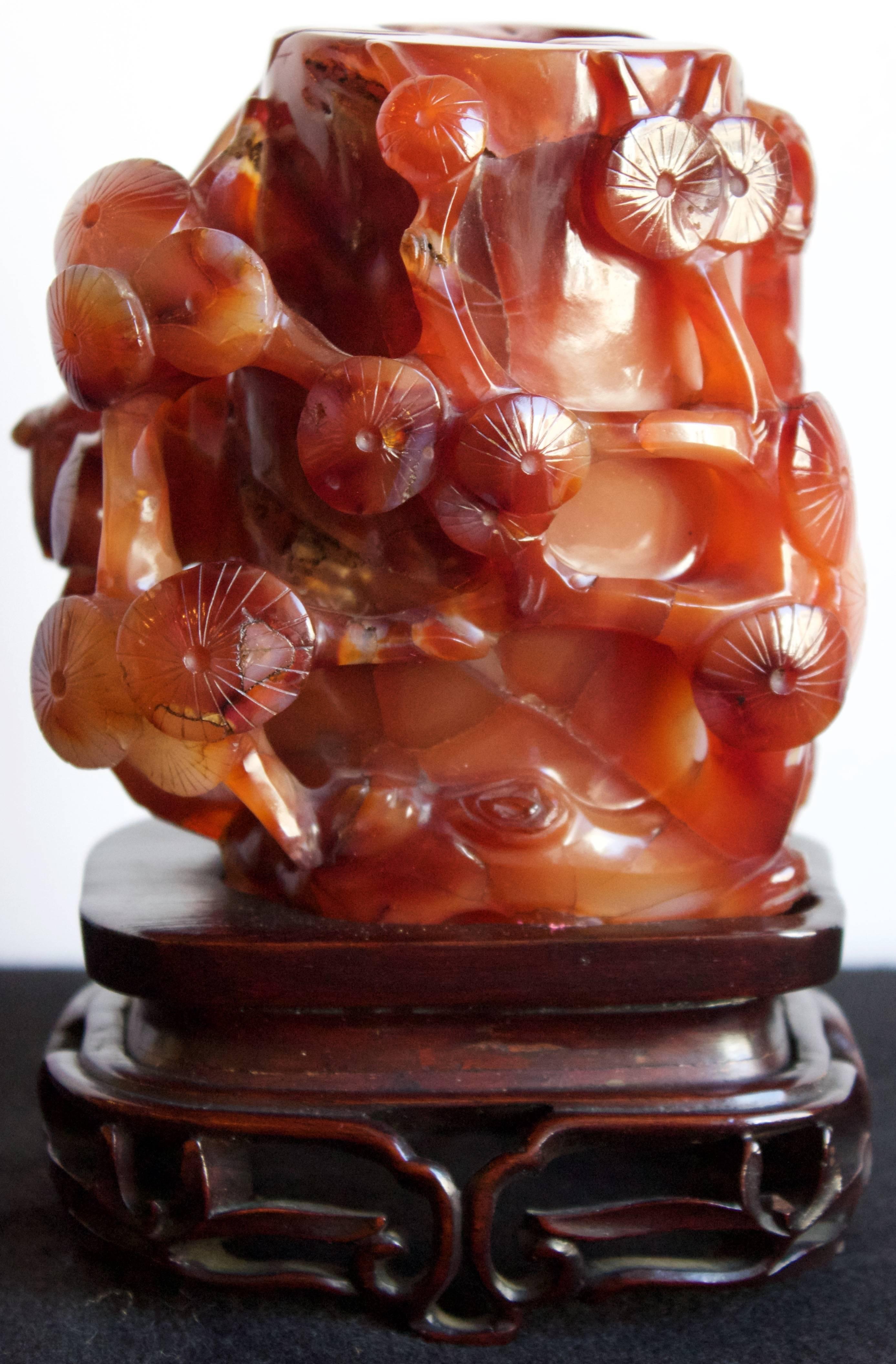 Other Chinese Carved Carnelian Brush Pot For Sale