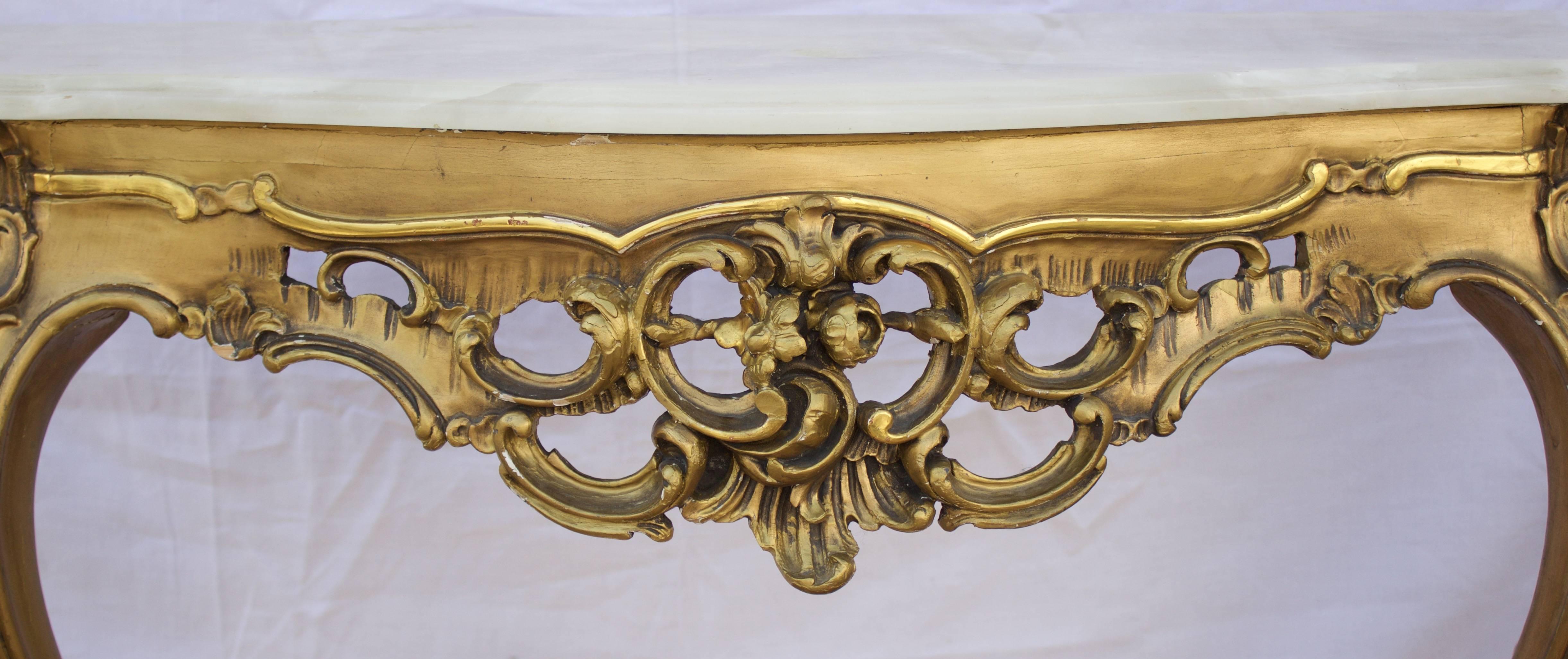 20th Century Italian Console Table in Giltwood For Sale