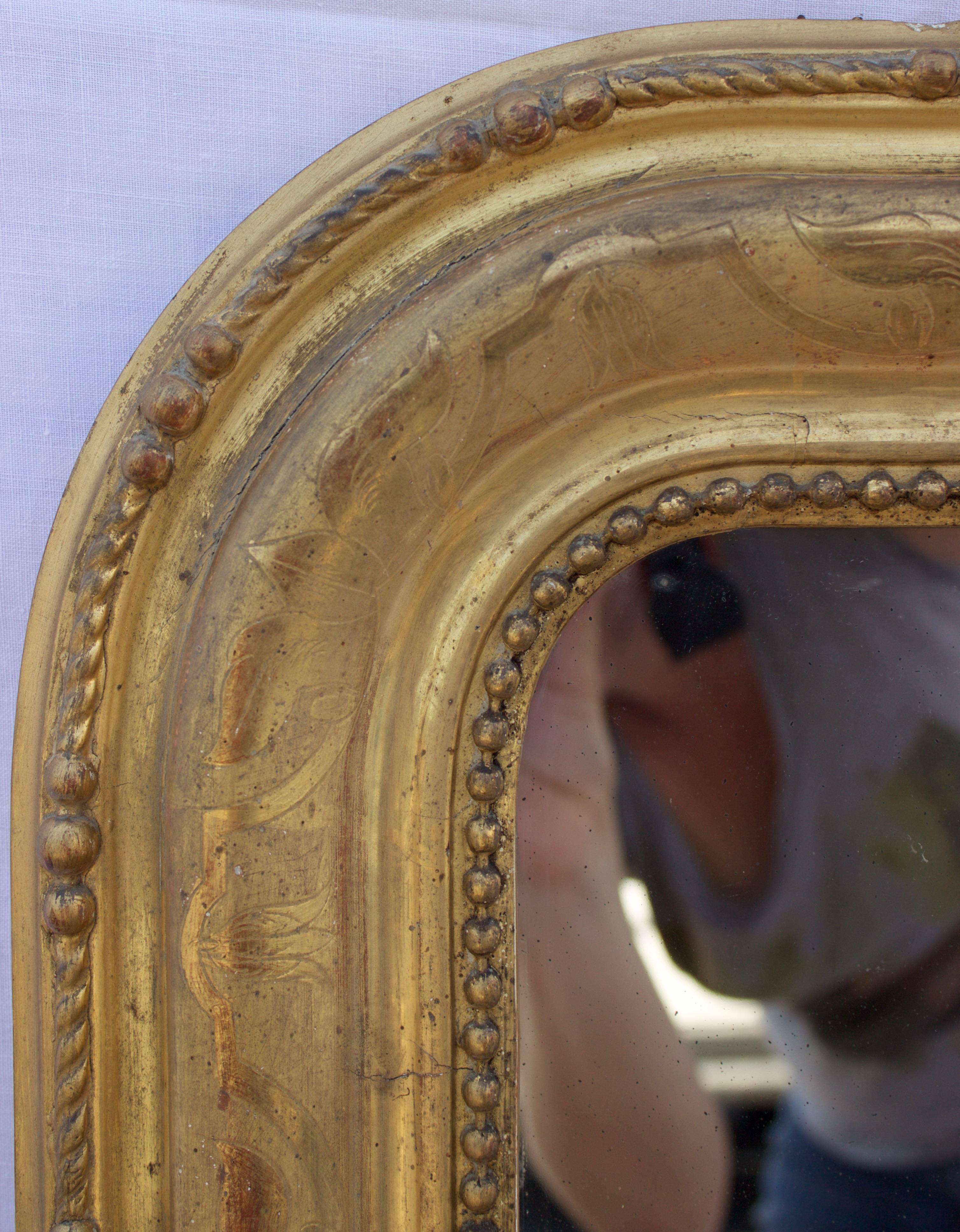 19th Century French Gold Leafed Louis Philippe Mirror For Sale 1