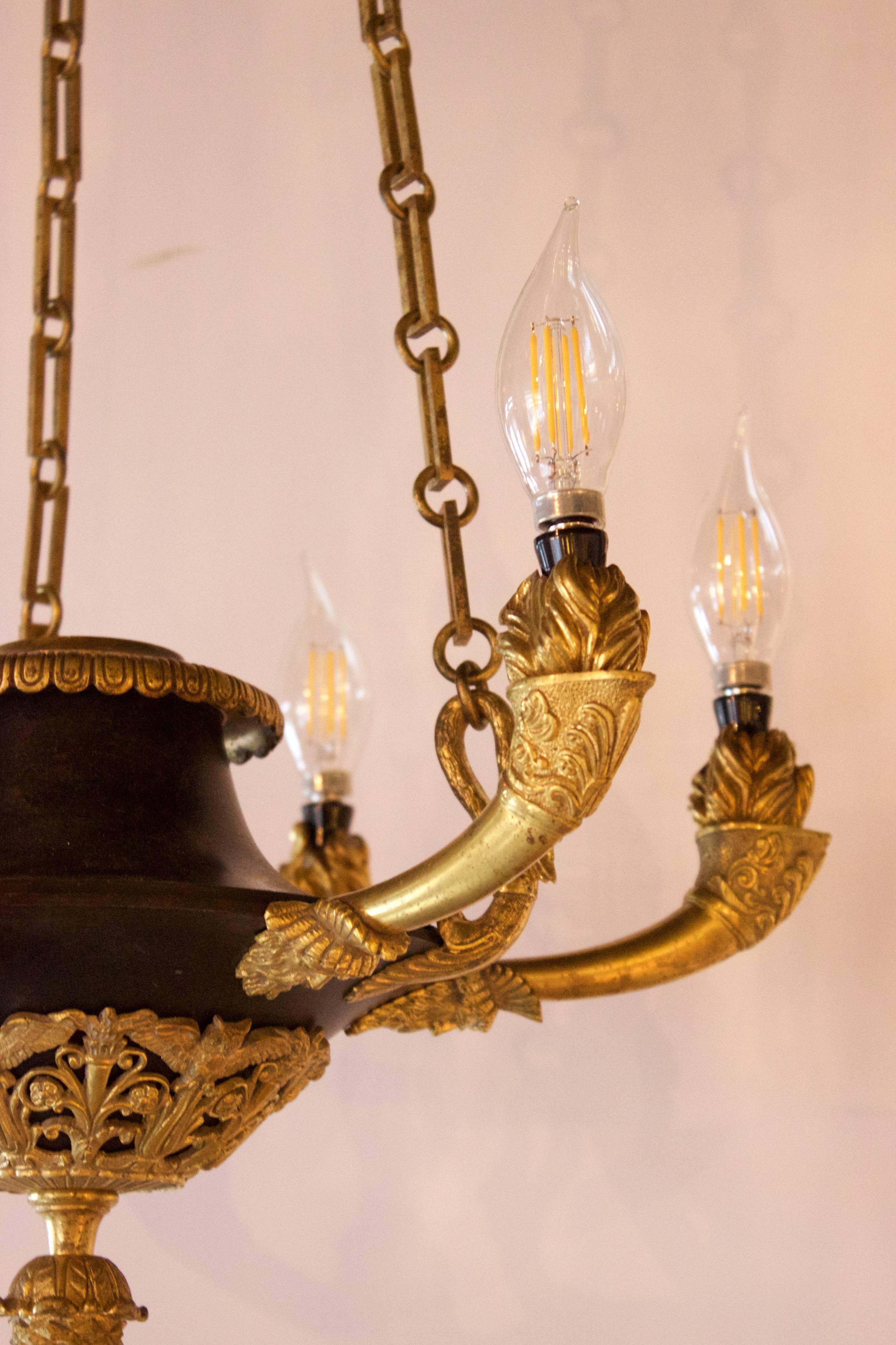 French Empire Chandelier with Six Lights In Excellent Condition For Sale In Charleston, SC