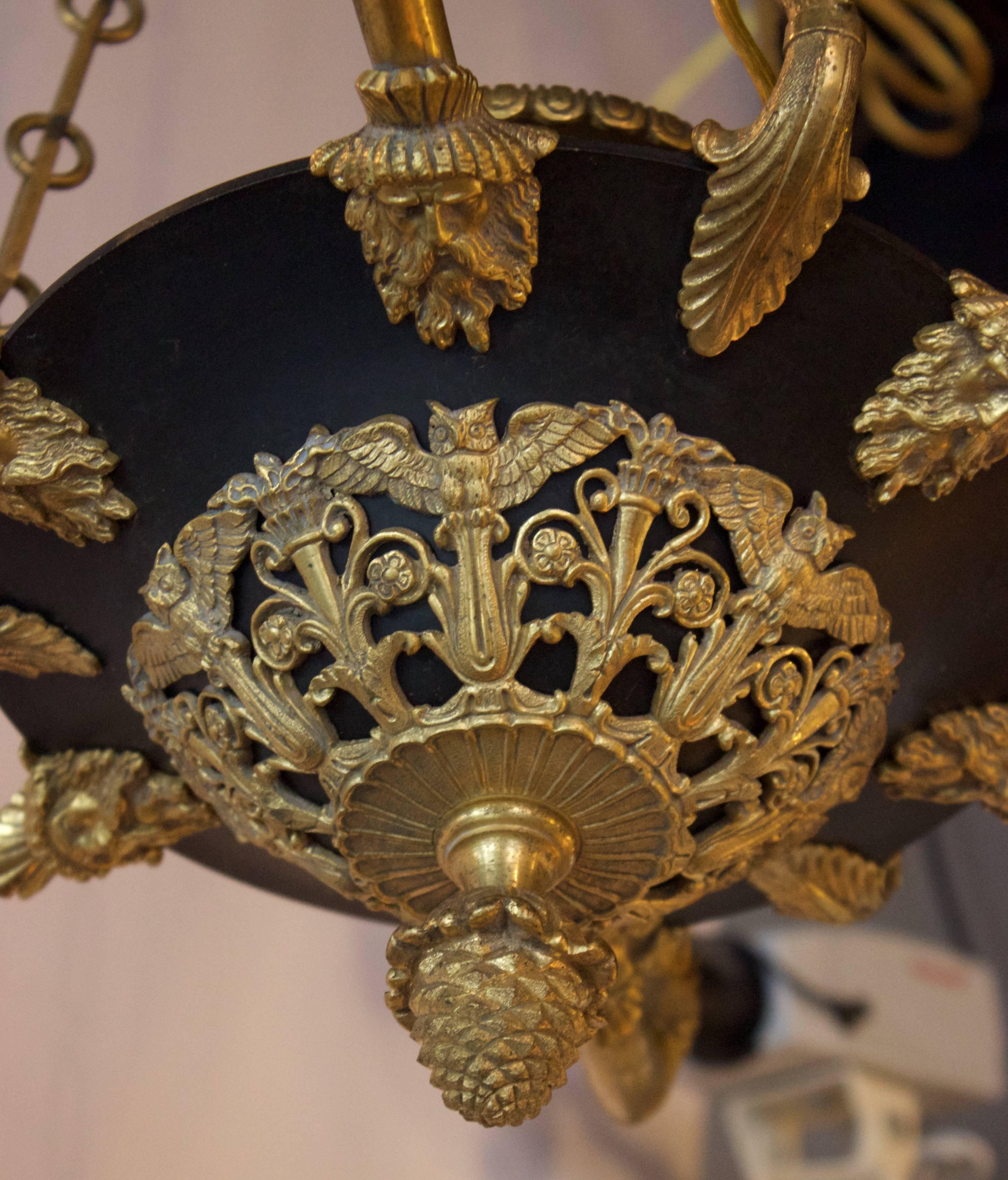 Early 19th Century French Empire Chandelier with Six Lights For Sale