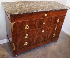 French Louis XVII Period Chest in Flame Mahogany and Marble-Top