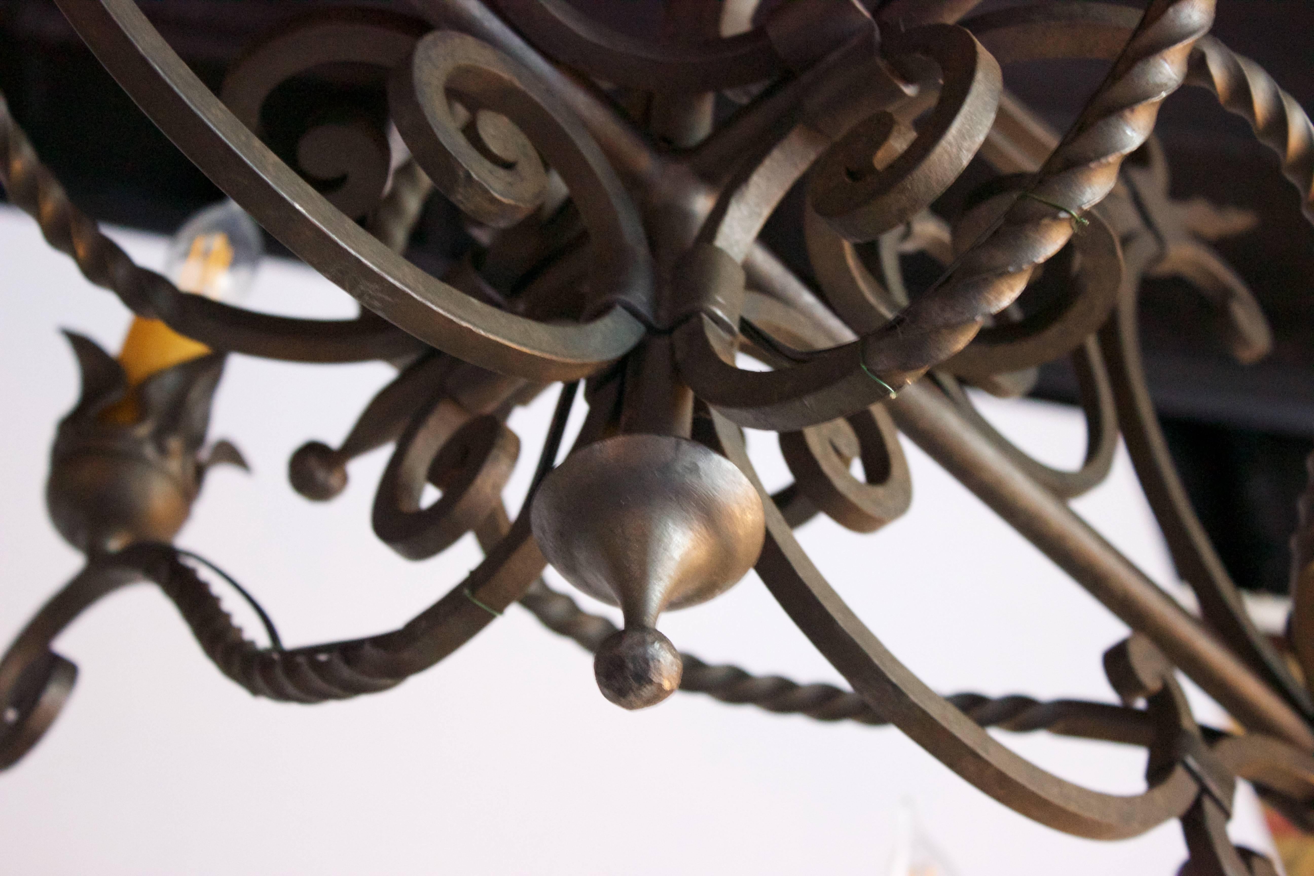 Gothic Revival French Wrought Iron Eight-Arm Chandelier