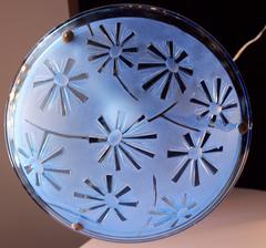 French Art Deco Blue Glass Pendant Fixture