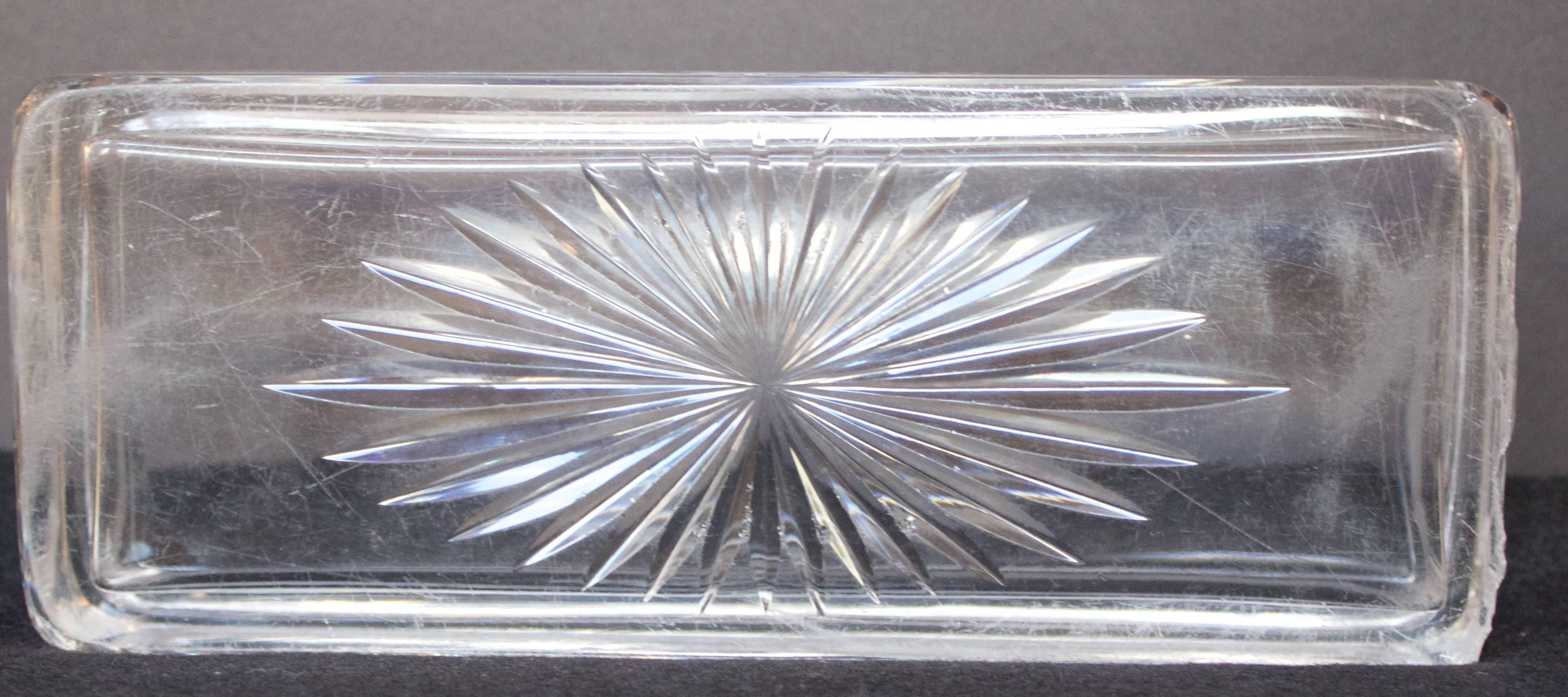 Belle Époque French 19th Century Crystal Box with .950 Silver Lid For Sale