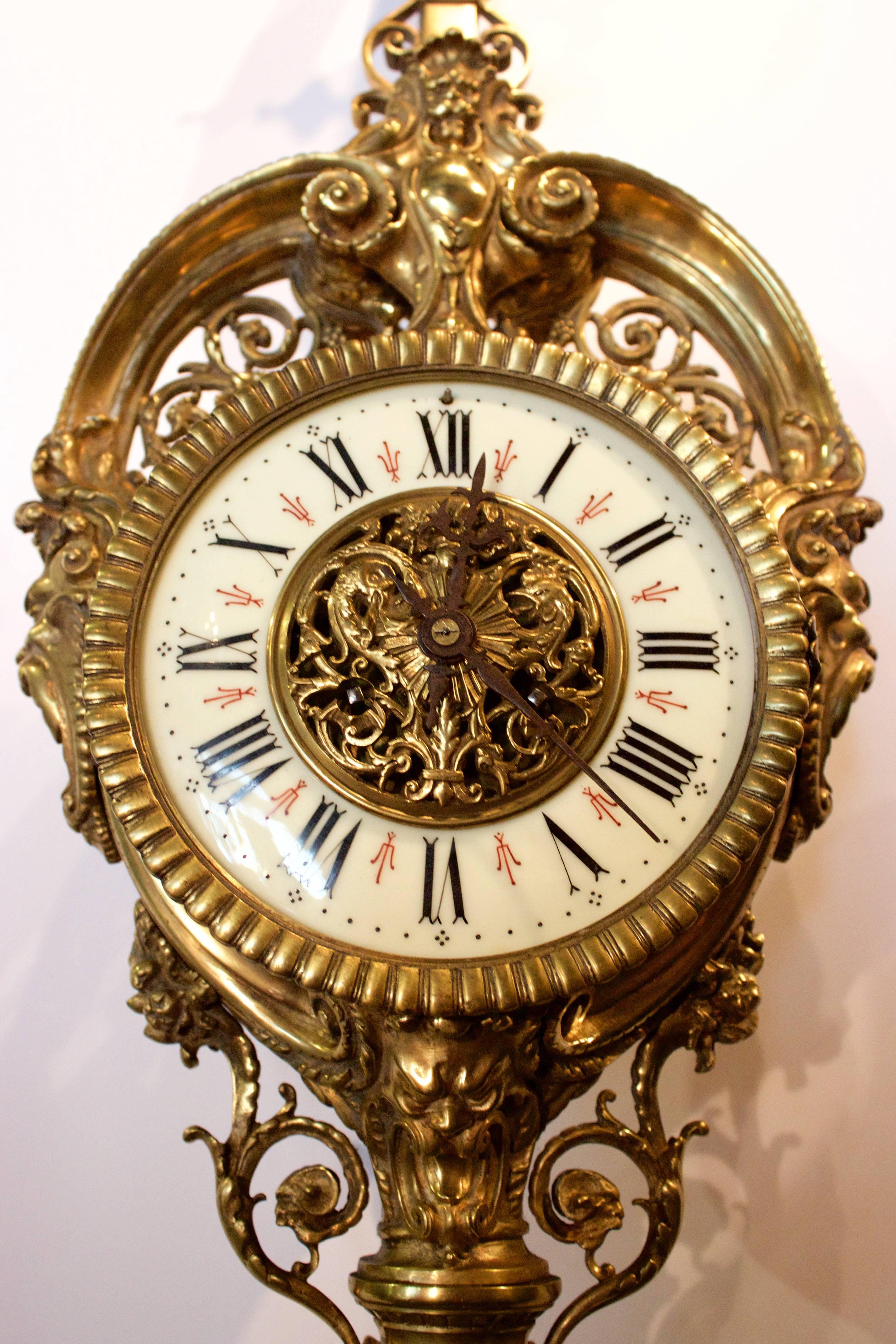 19th Century French Cartel or Wall Clock In Excellent Condition For Sale In Charleston, SC