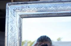 Large Rectangular French Louis Philippe St. Silver Leaf Mirror