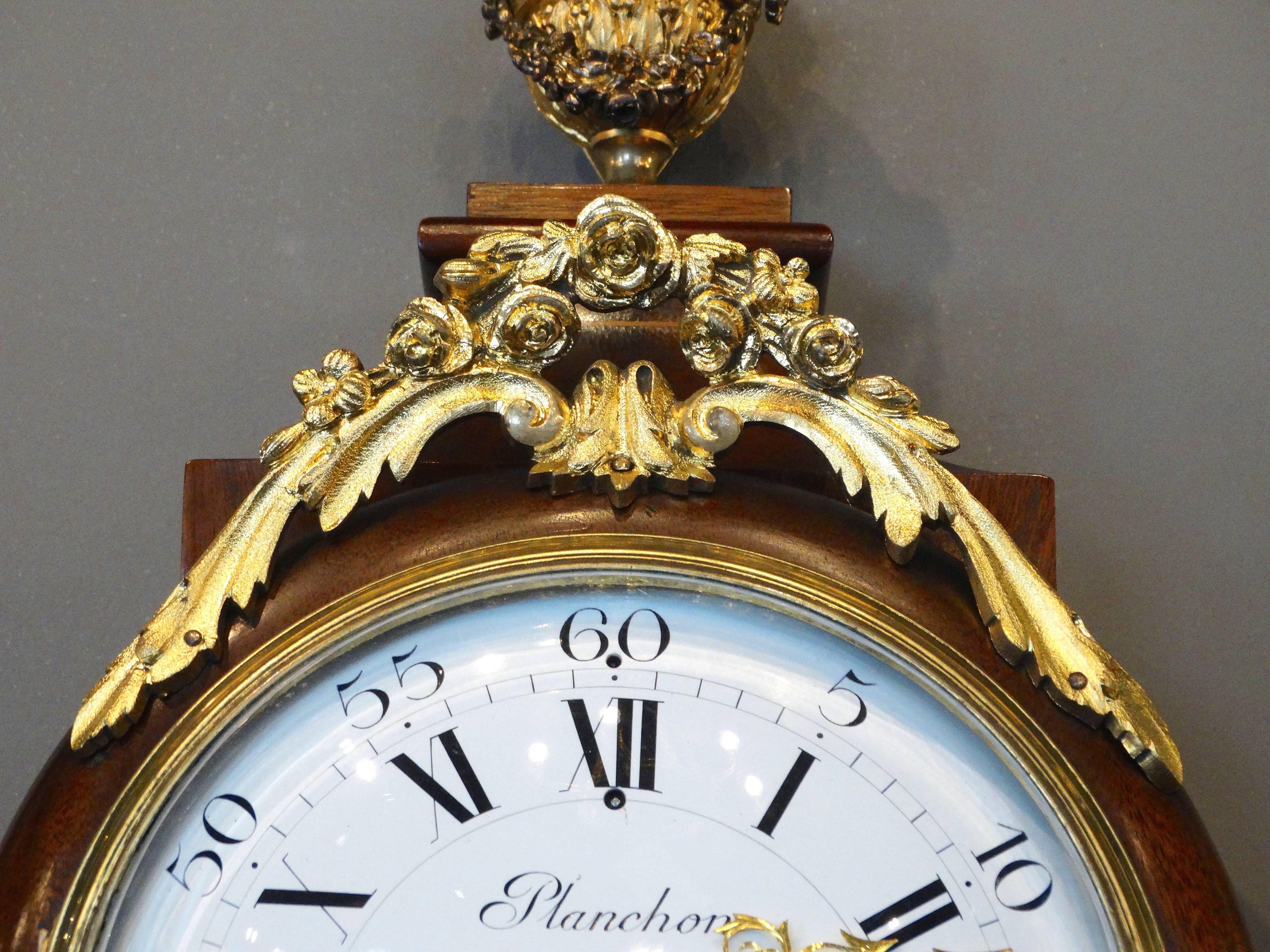 Bronze Superb 19th Century French Wall Clock in Louis XV St. For Sale