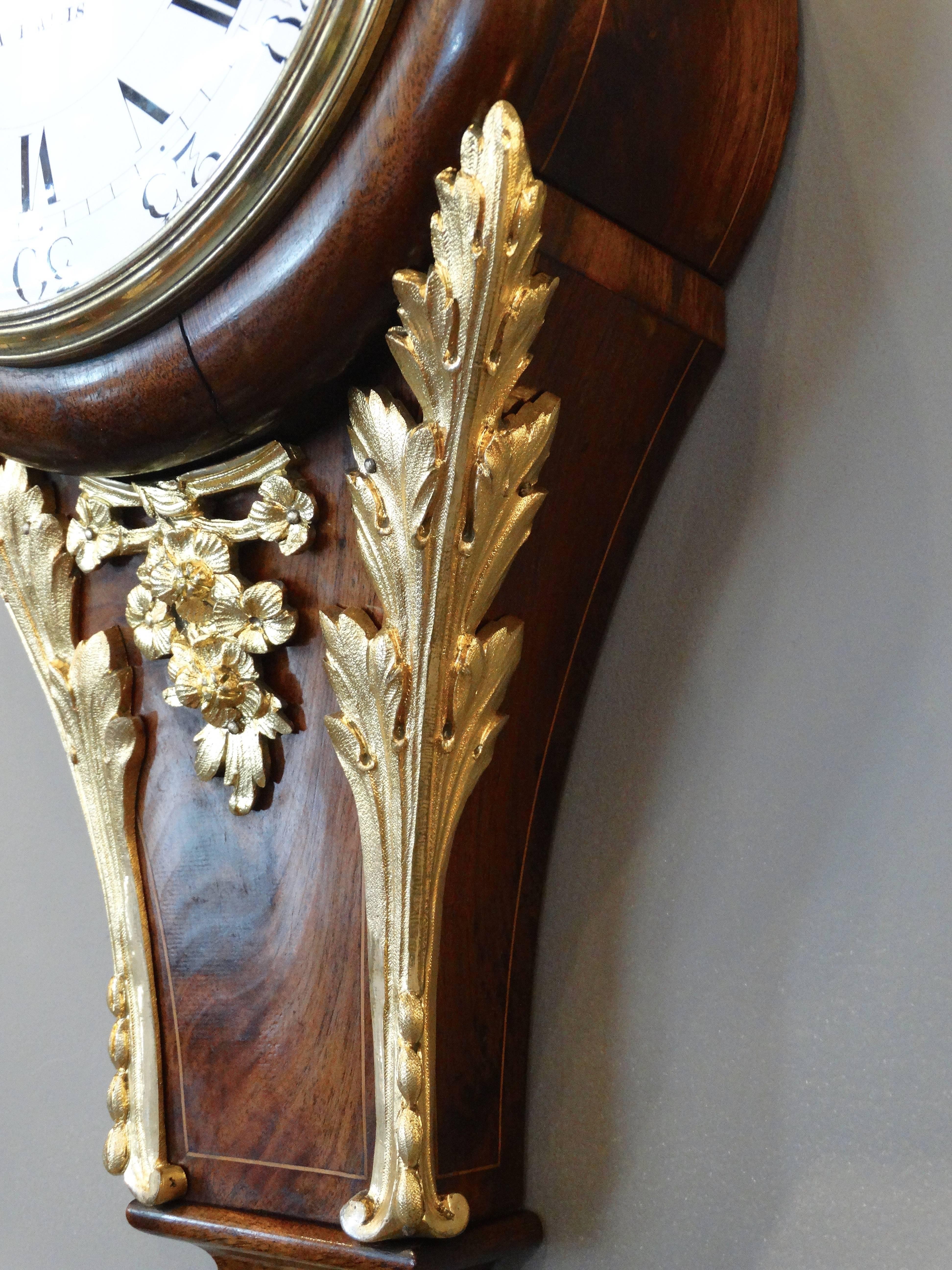 Superb 19th Century French Wall Clock in Louis XV St. For Sale 3