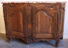 Exceptional Louis XV Pd Carved Walnut and Marble Top "Buffet de Chasse"