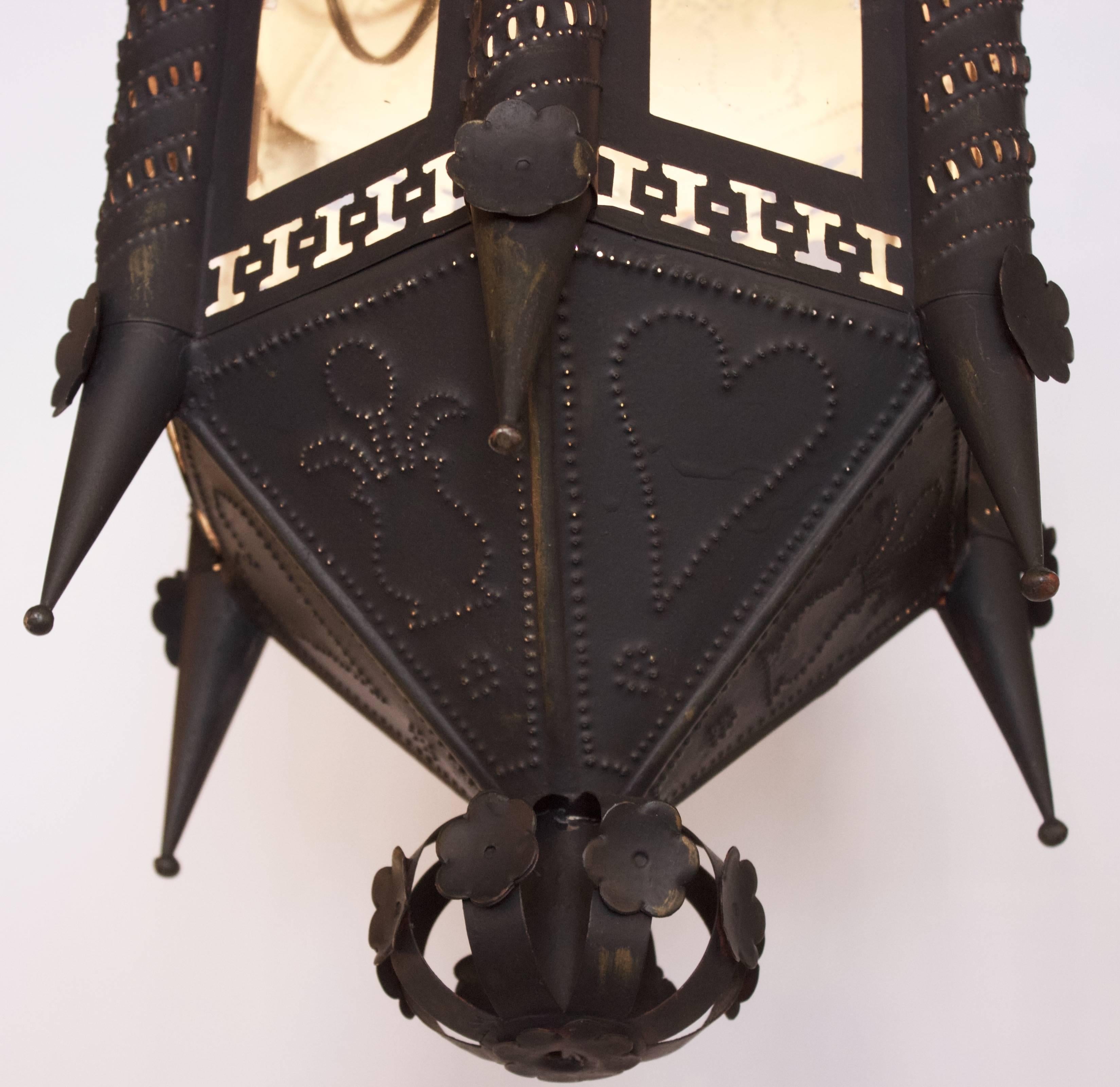 Painted Pair of Andalusian 19th Century Lantern Fixtures For Sale