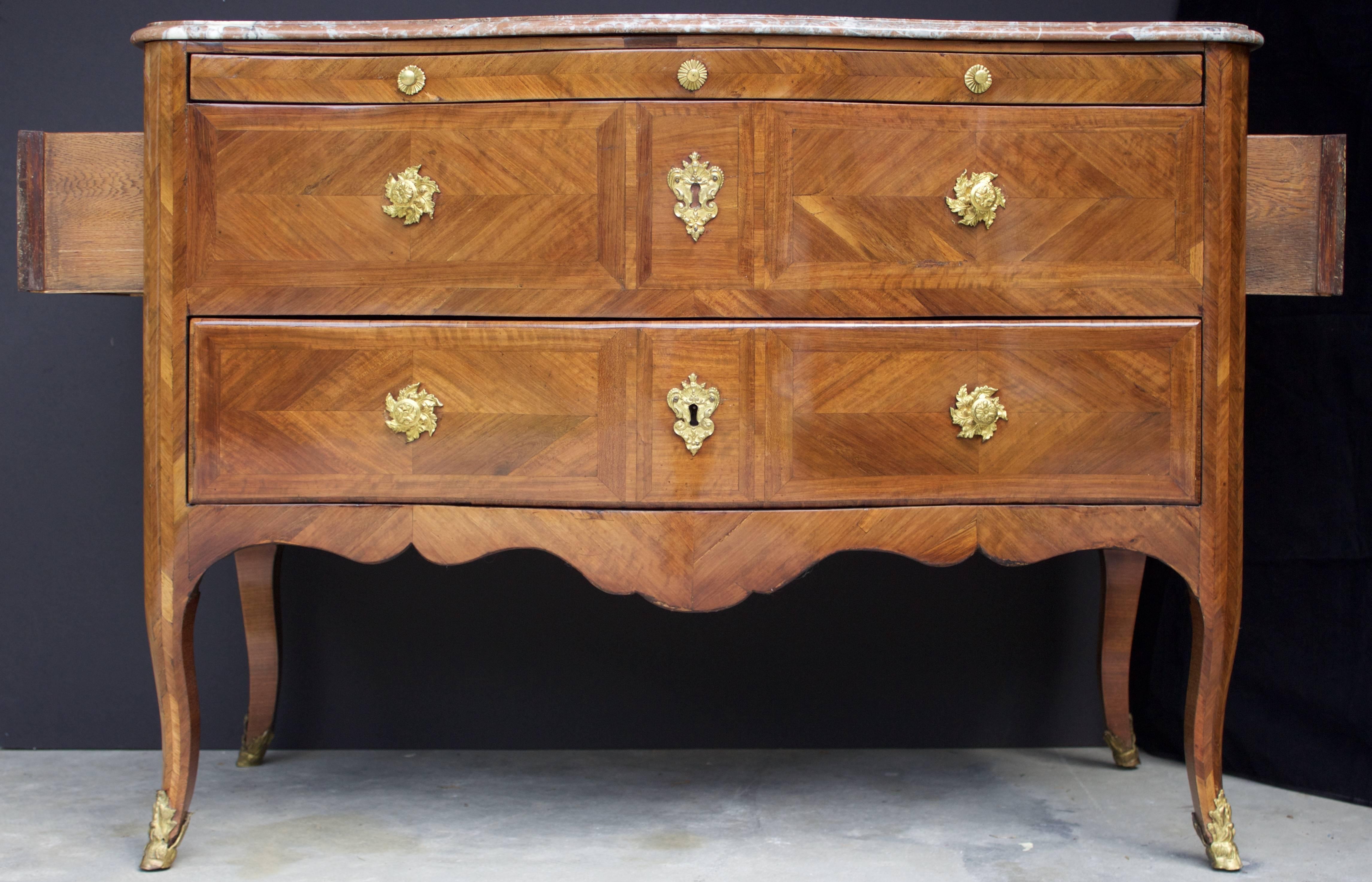 Marquetry Exceptional 18th C.  French Commode For Sale