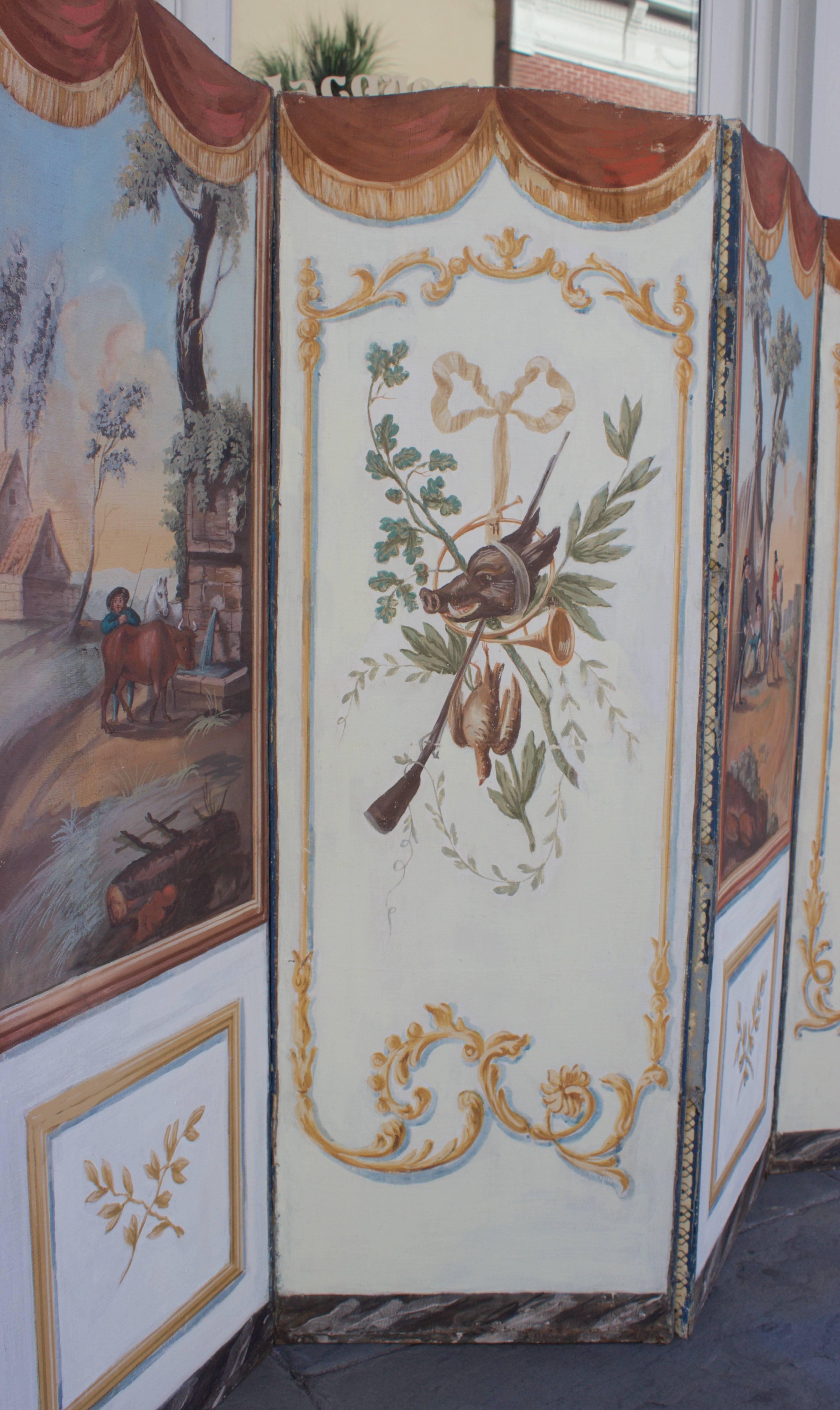 Late 18th Century 18th C. French Double-Sided Panel Screen For Sale