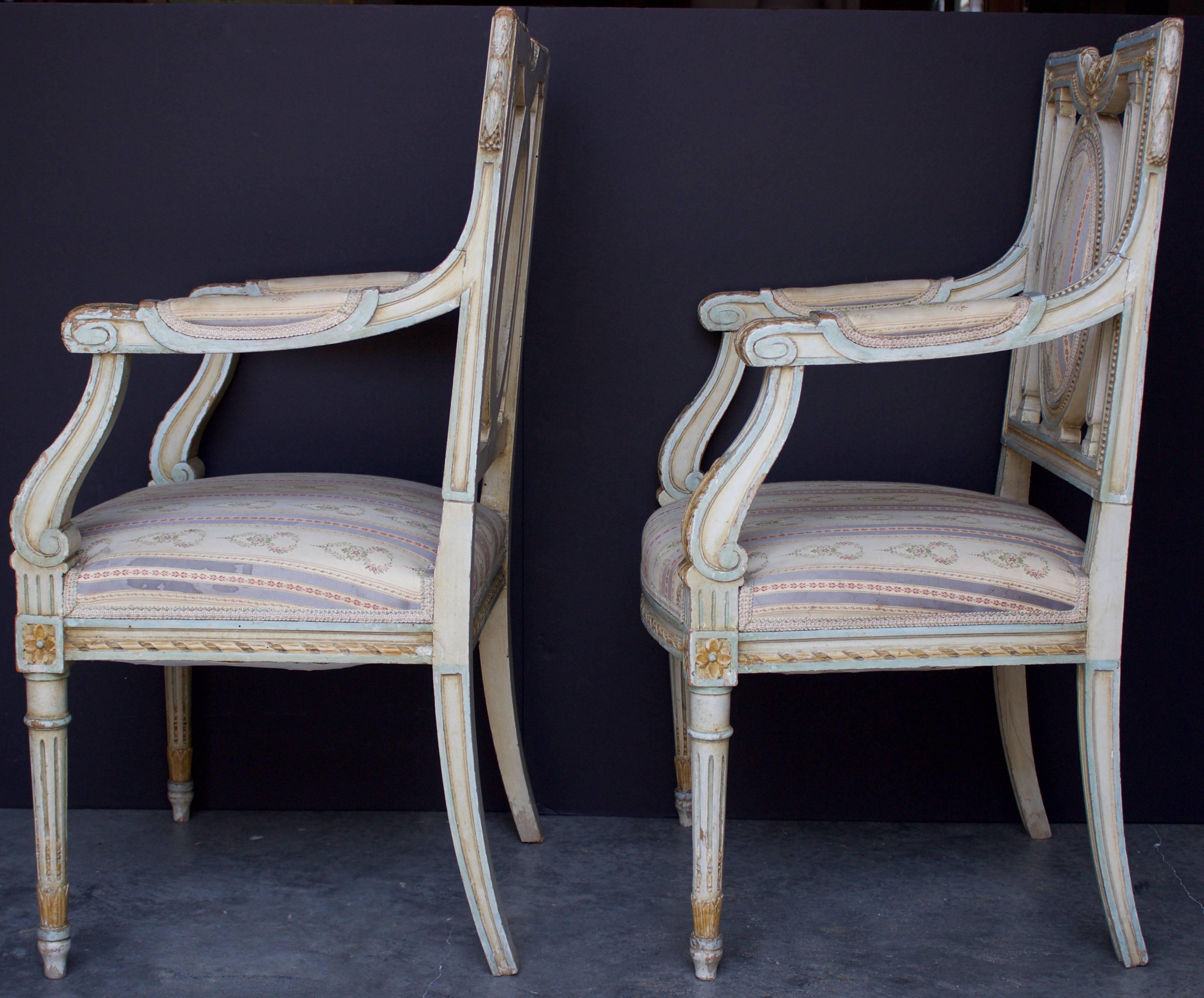 Pair of French Louis XVI Period Armchairs In Excellent Condition For Sale In Charleston, SC