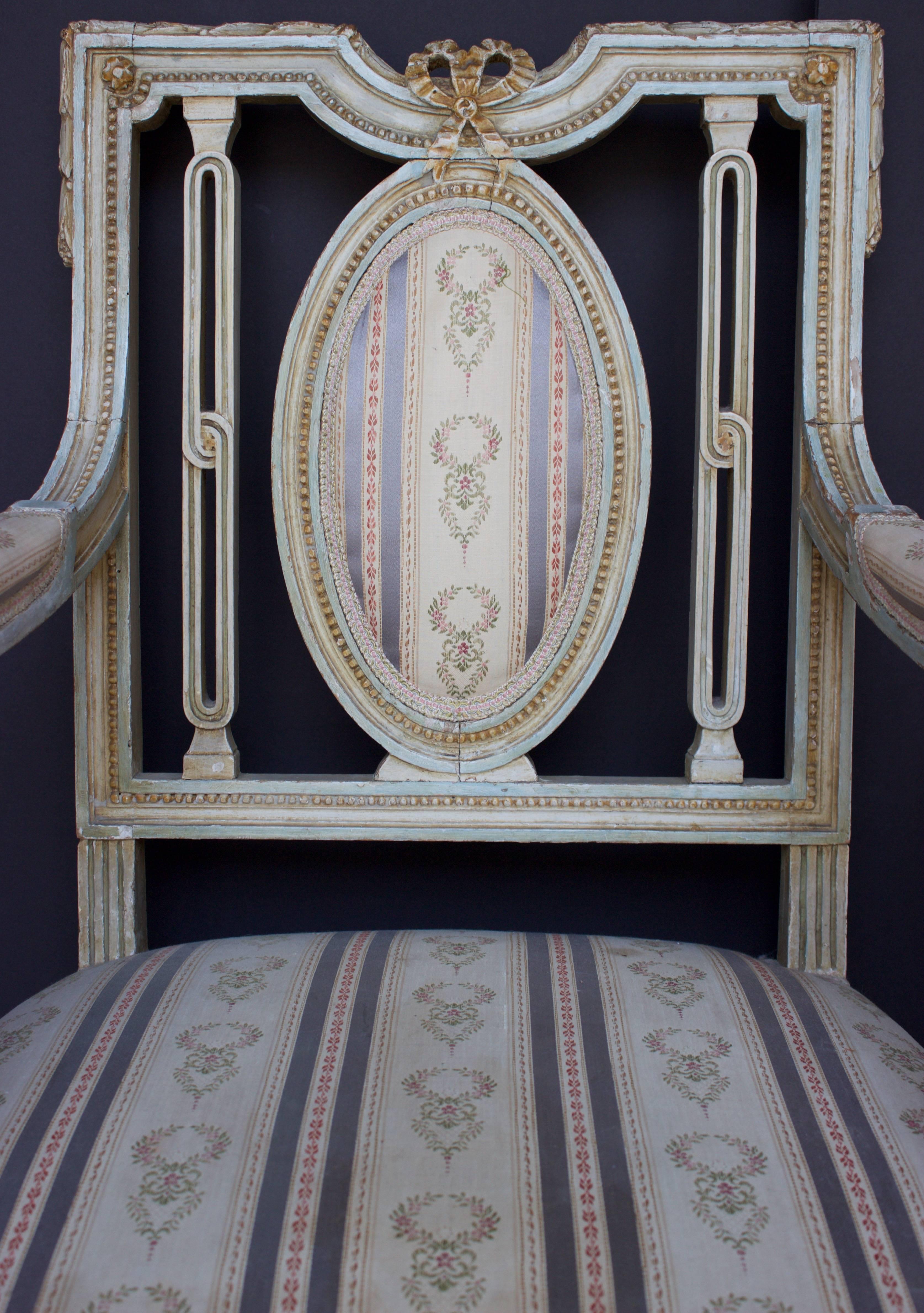 Late 18th Century Pair of French Louis XVI Period Armchairs For Sale