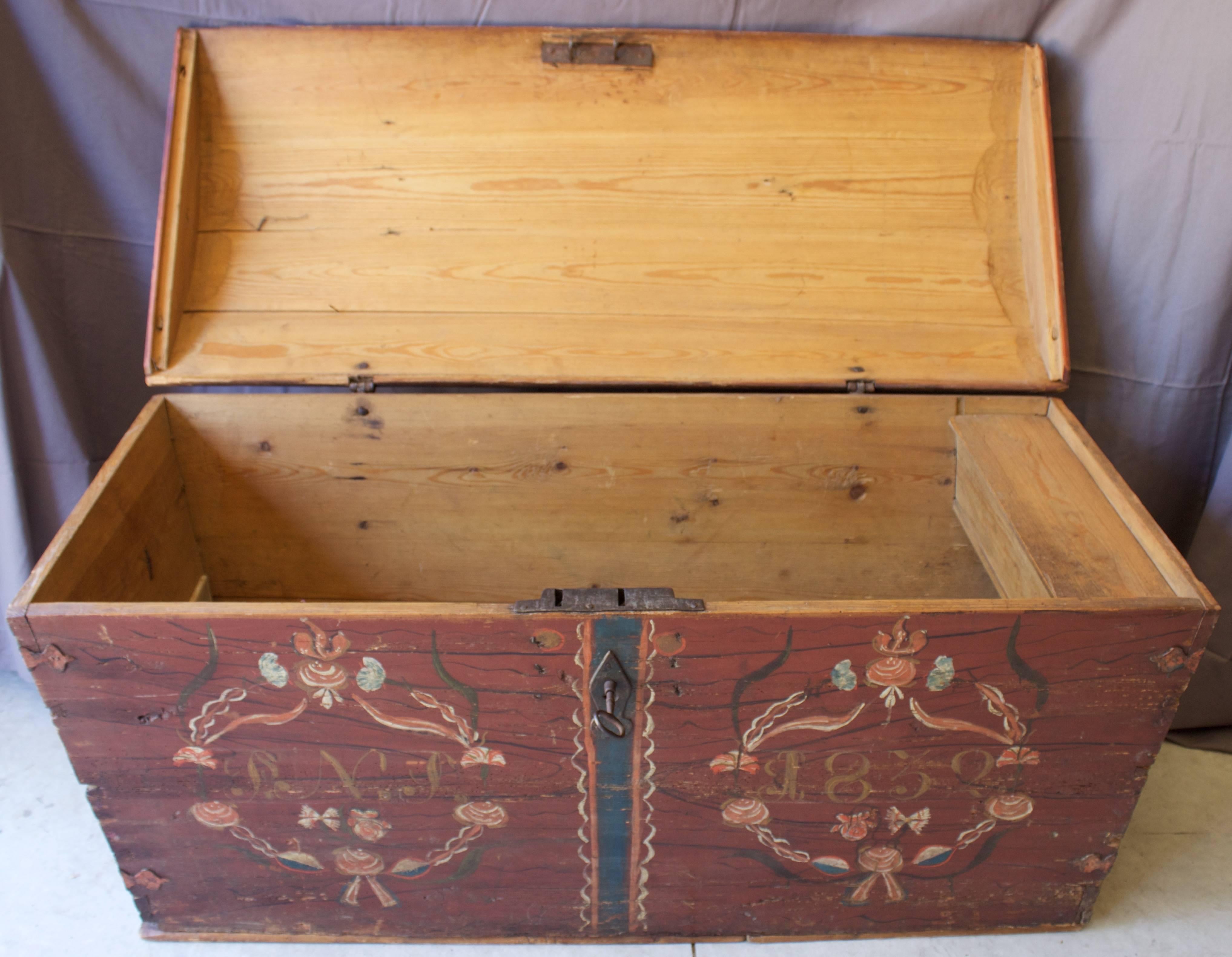 Alsatian Wedding Chest Dated 1832 In Good Condition For Sale In Charleston, SC