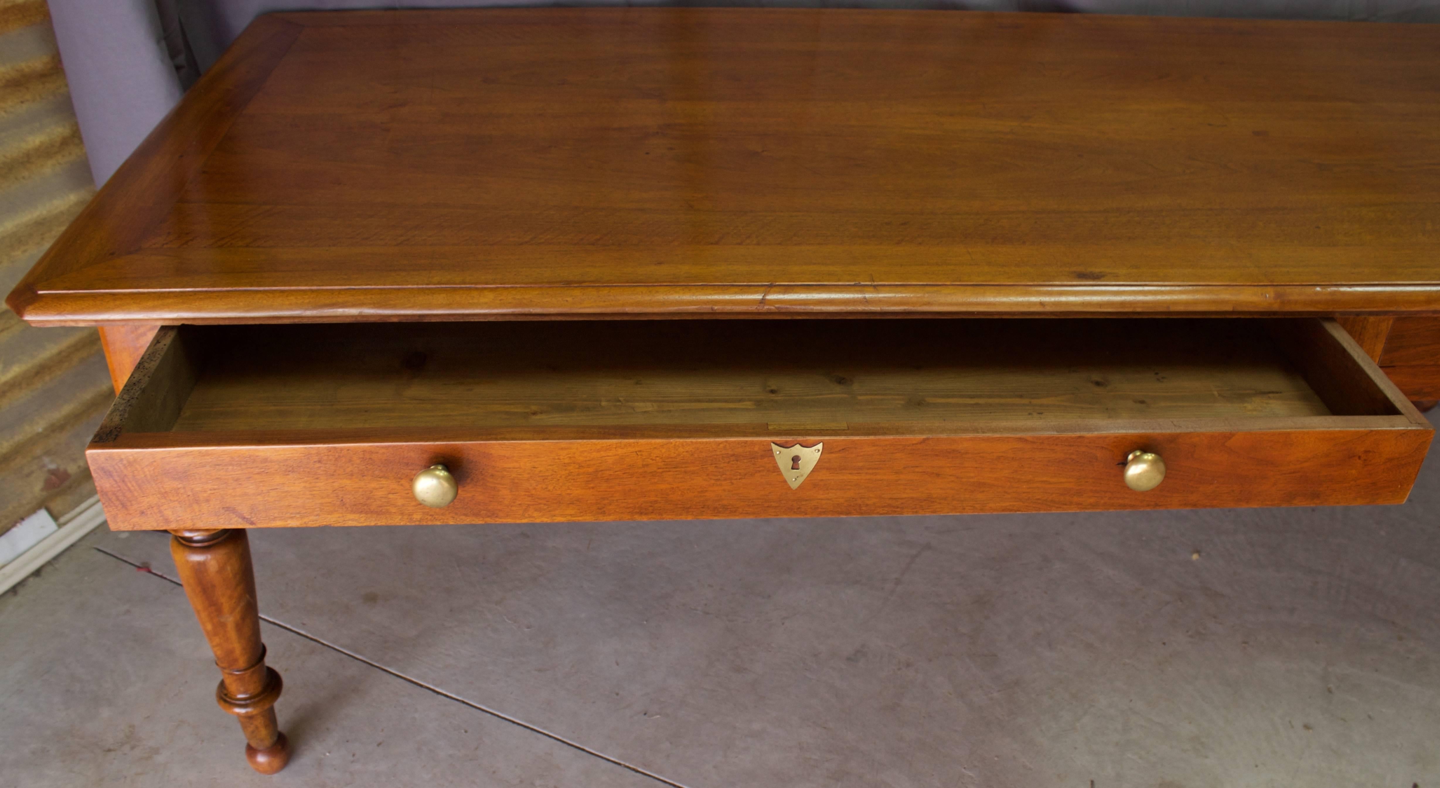 Mid-19th Century French Walnut Table with Drawers For Sale