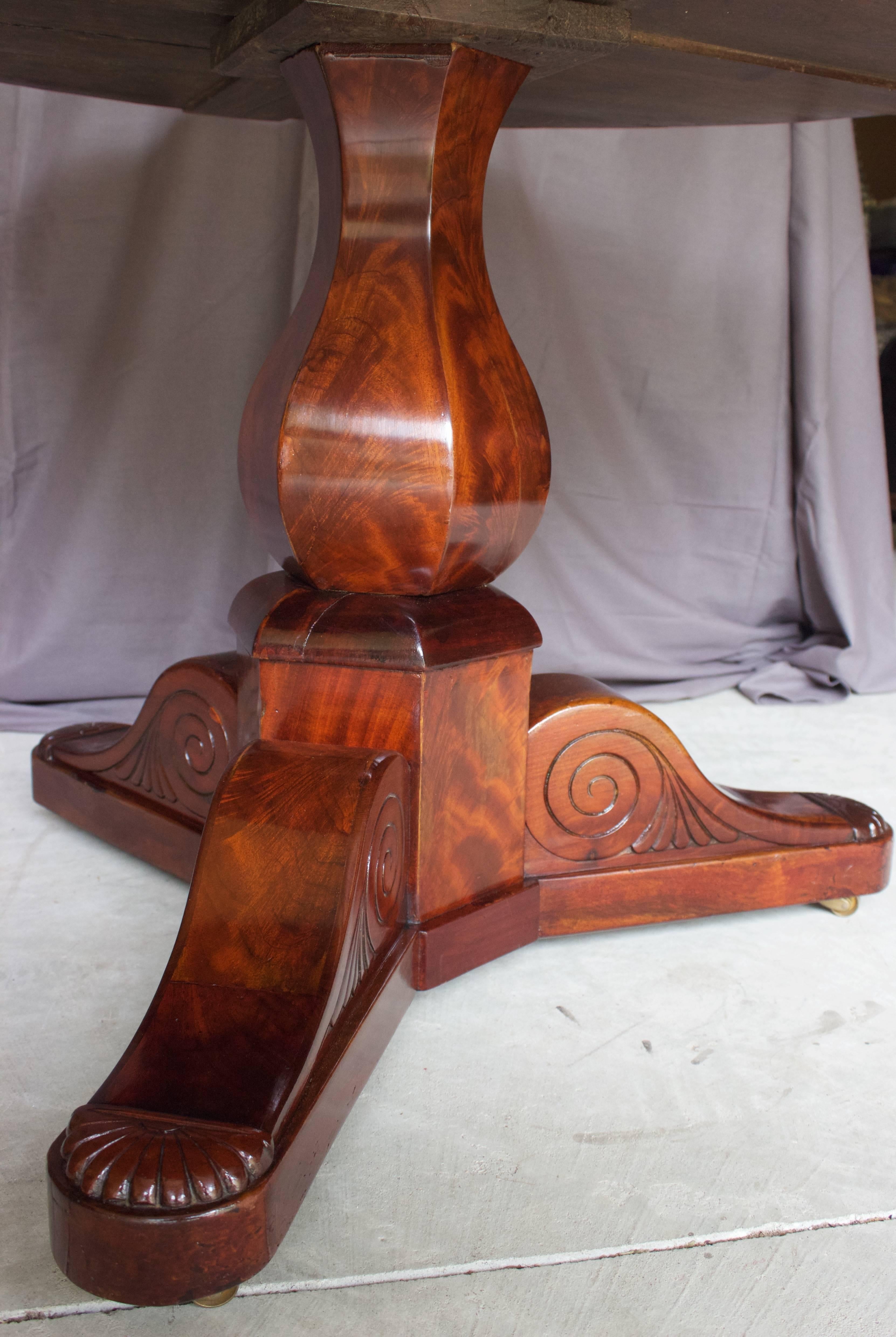 Restauration French Gueridon in Mahogany and Marble Top For Sale