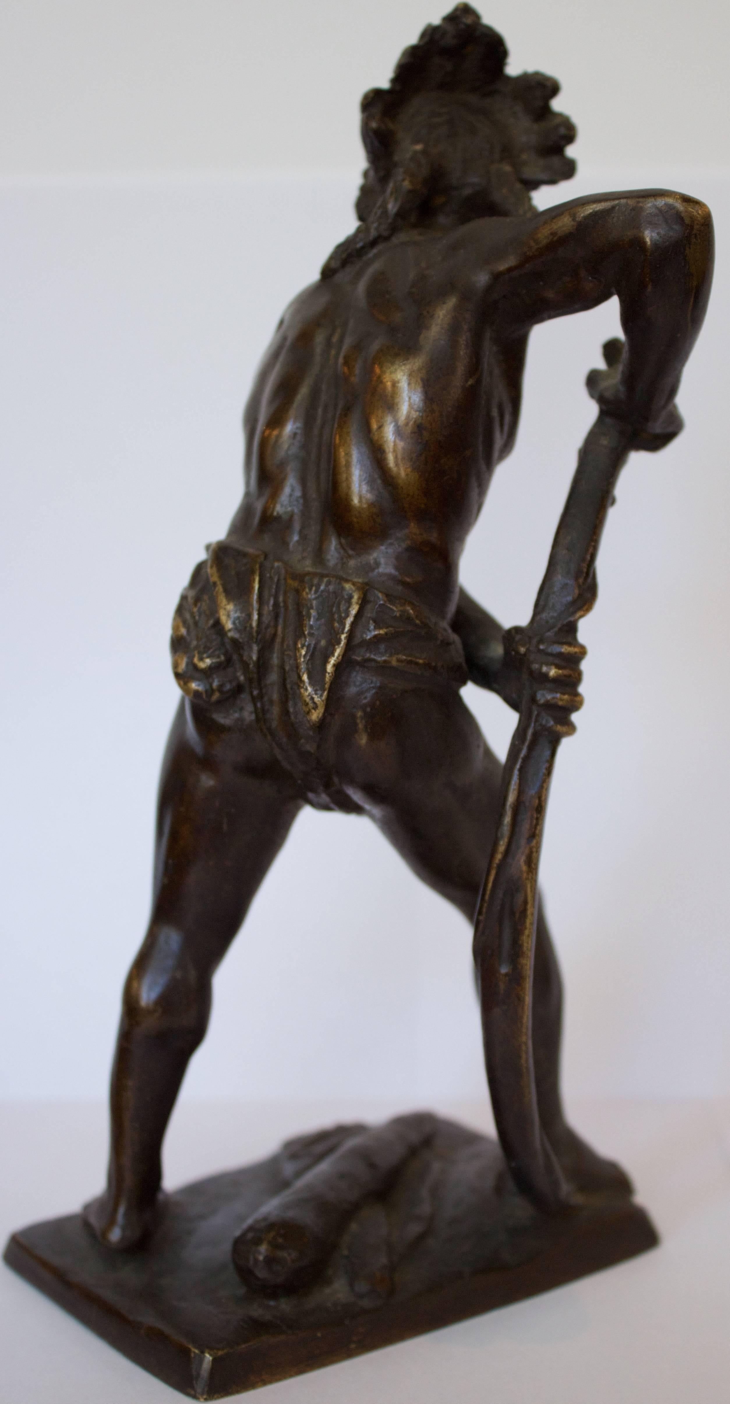 French, 19th Century Bronze Sculpture of American Indian Chief In Excellent Condition For Sale In Charleston, SC