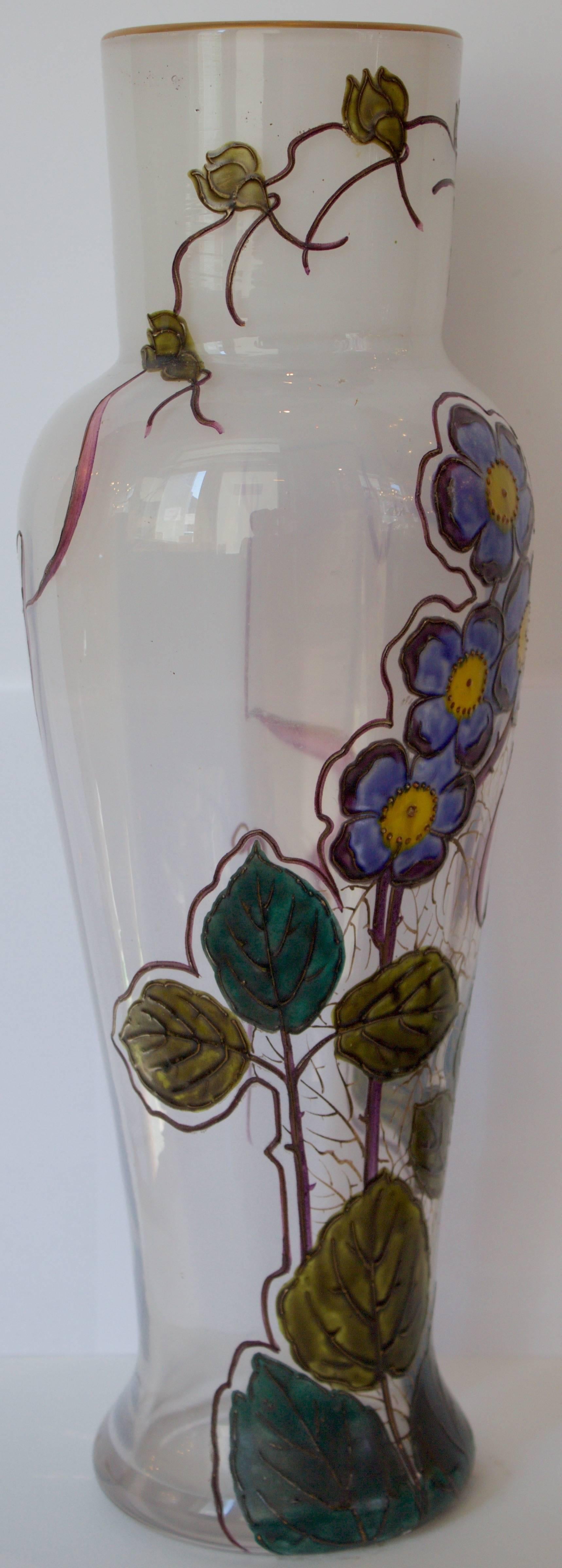 Hand-Crafted French 19th Century Glass Vase by Legras Signed 