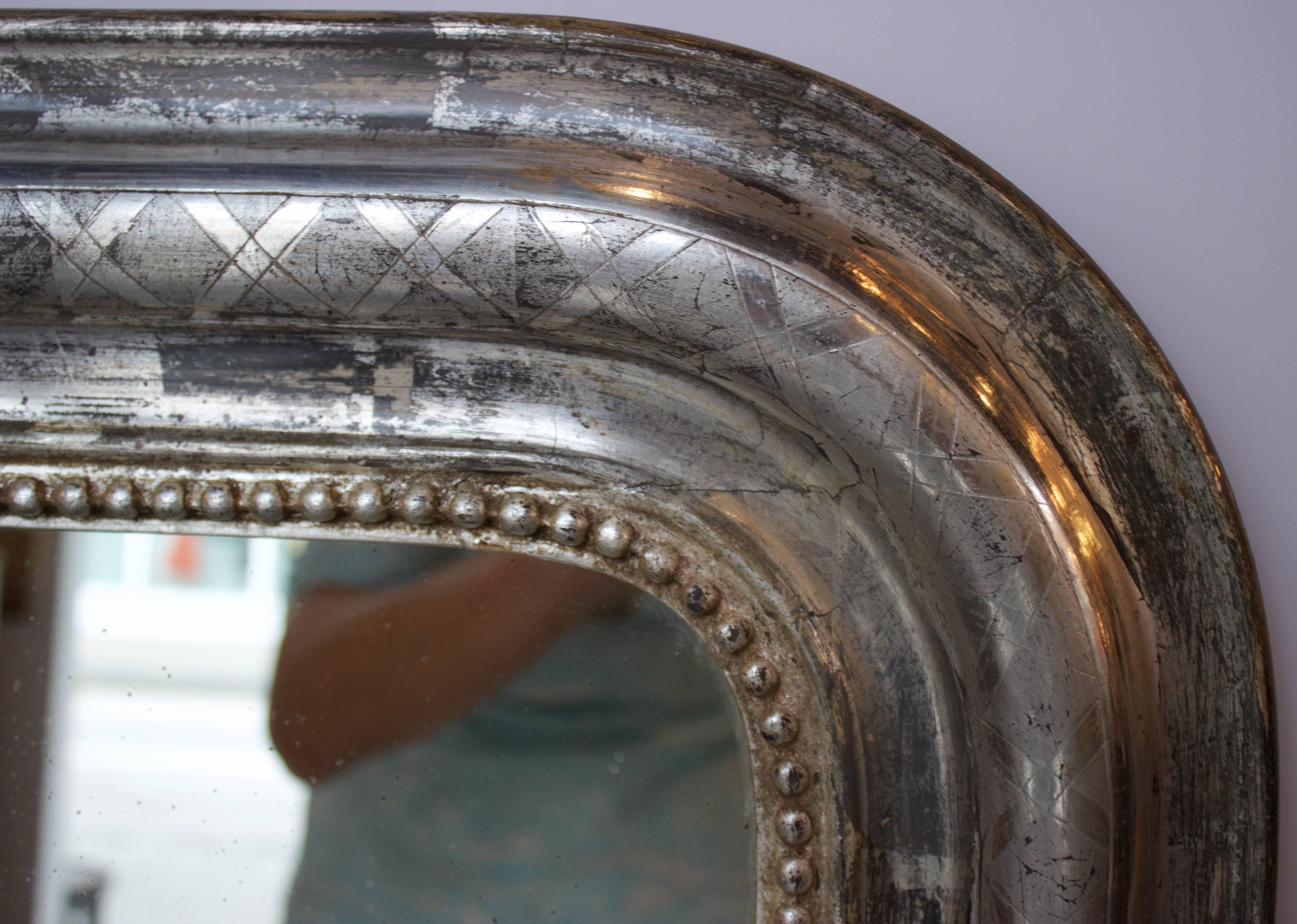 Carved French Silver Louis Philippe Mirror, circa 1840
