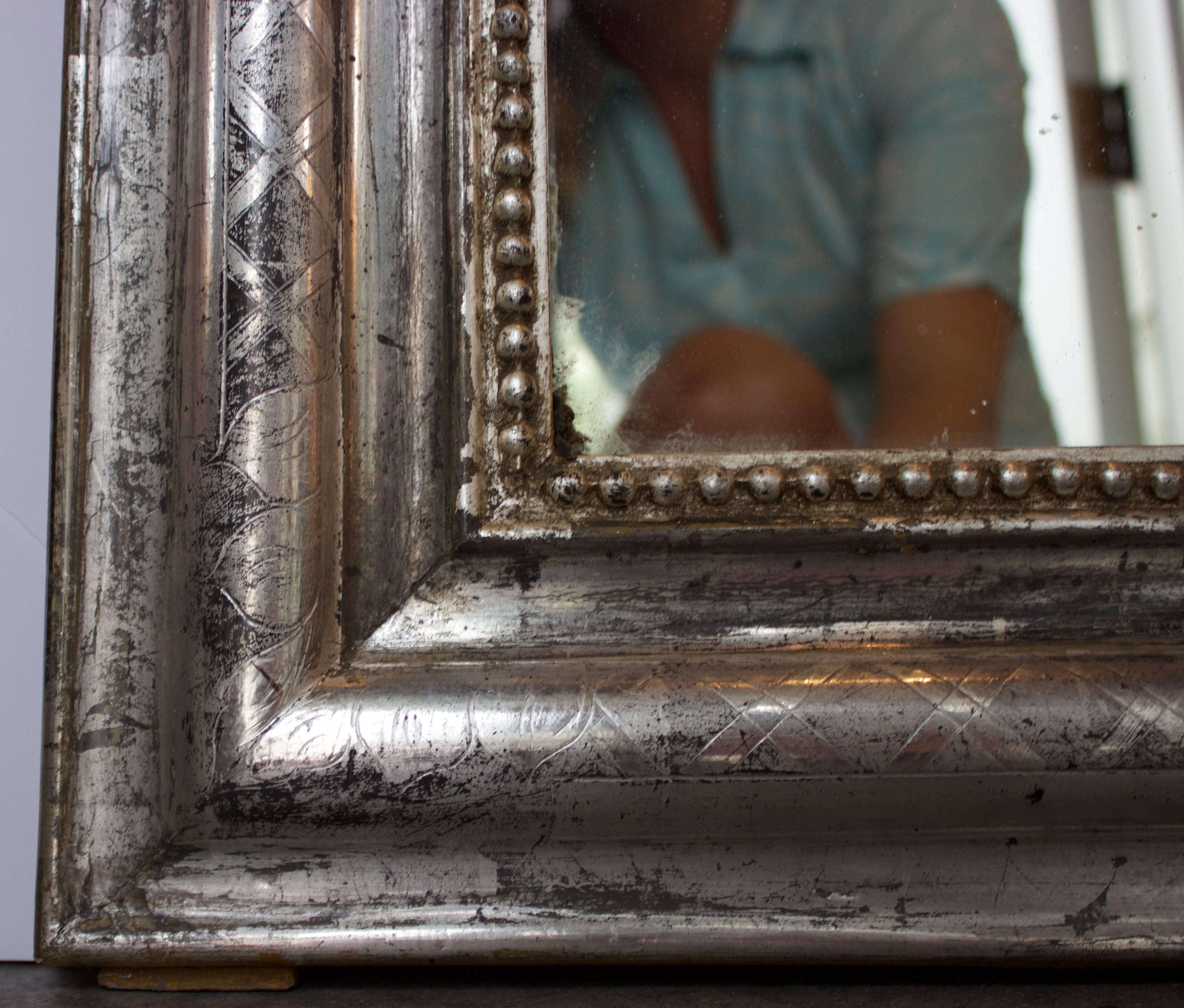 French Silver Louis Philippe Mirror, circa 1840 In Good Condition In Charleston, SC