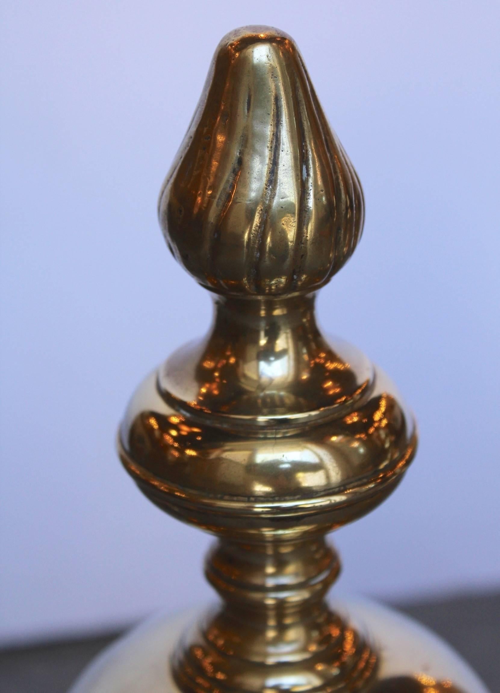 French Louis XIV Brass and Cast Iron Andirons