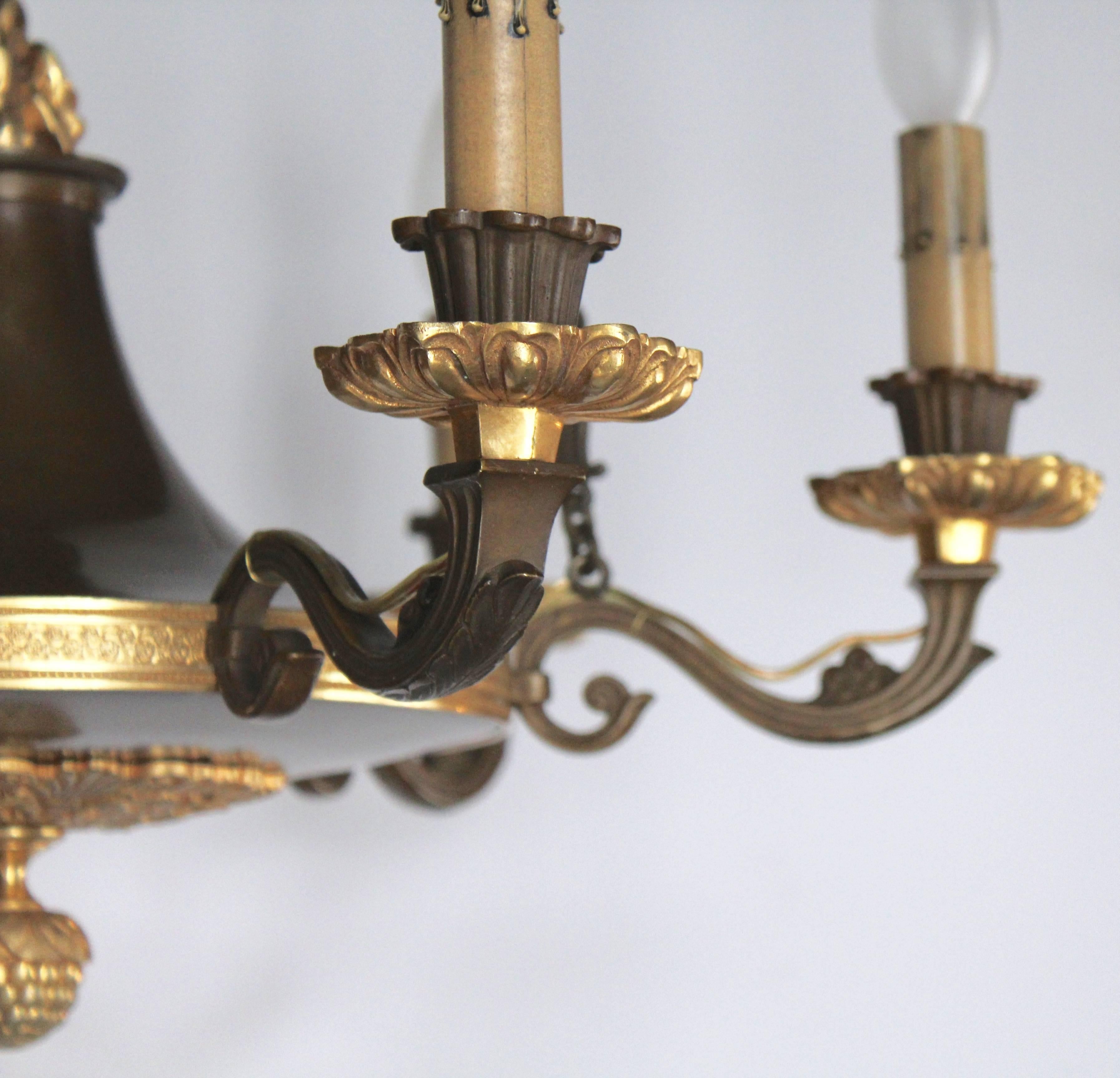 French Empire Period Chandelier with Six Lights In Excellent Condition For Sale In Charleston, SC