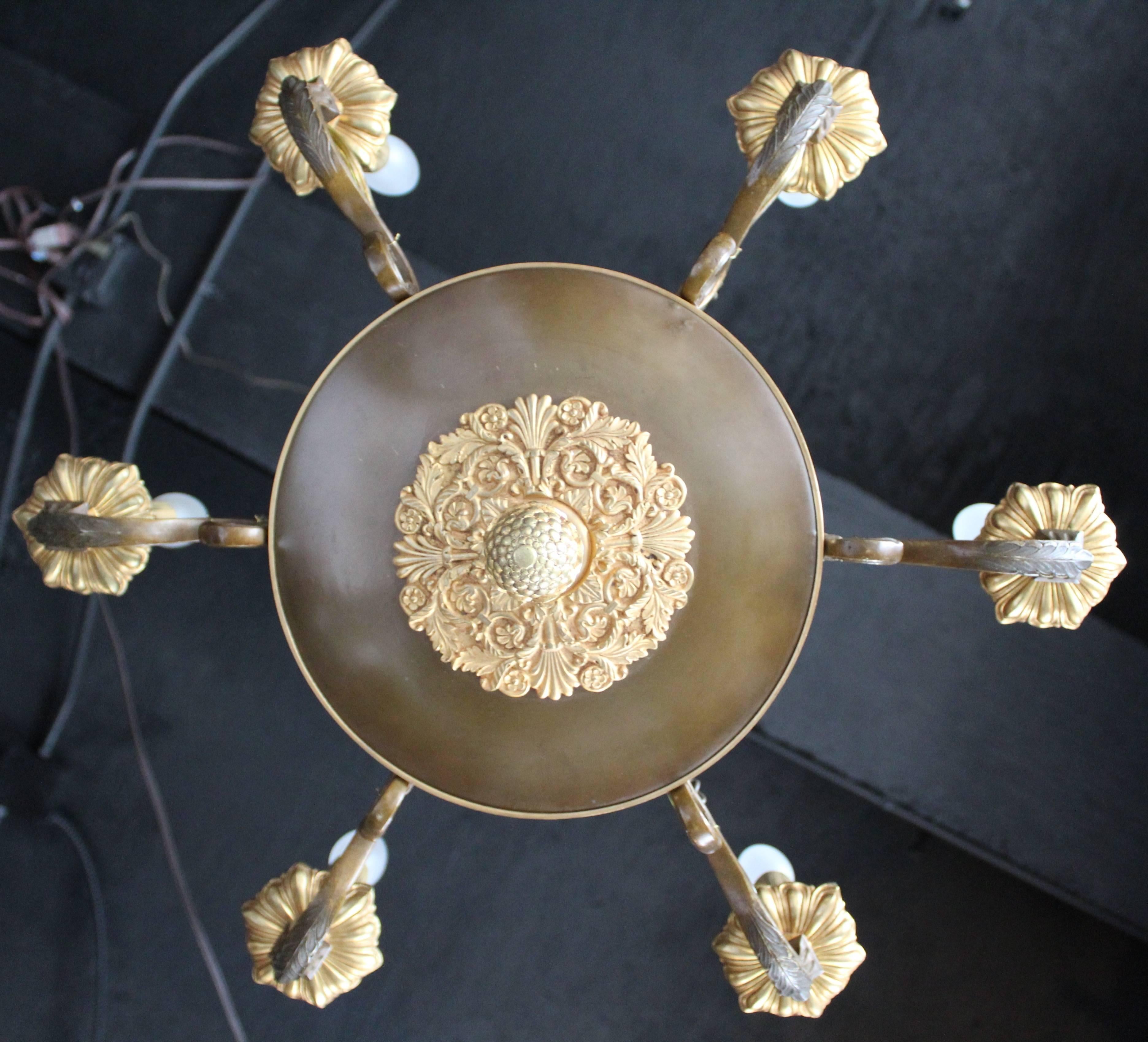 Early 19th Century French Empire Period Chandelier with Six Lights For Sale