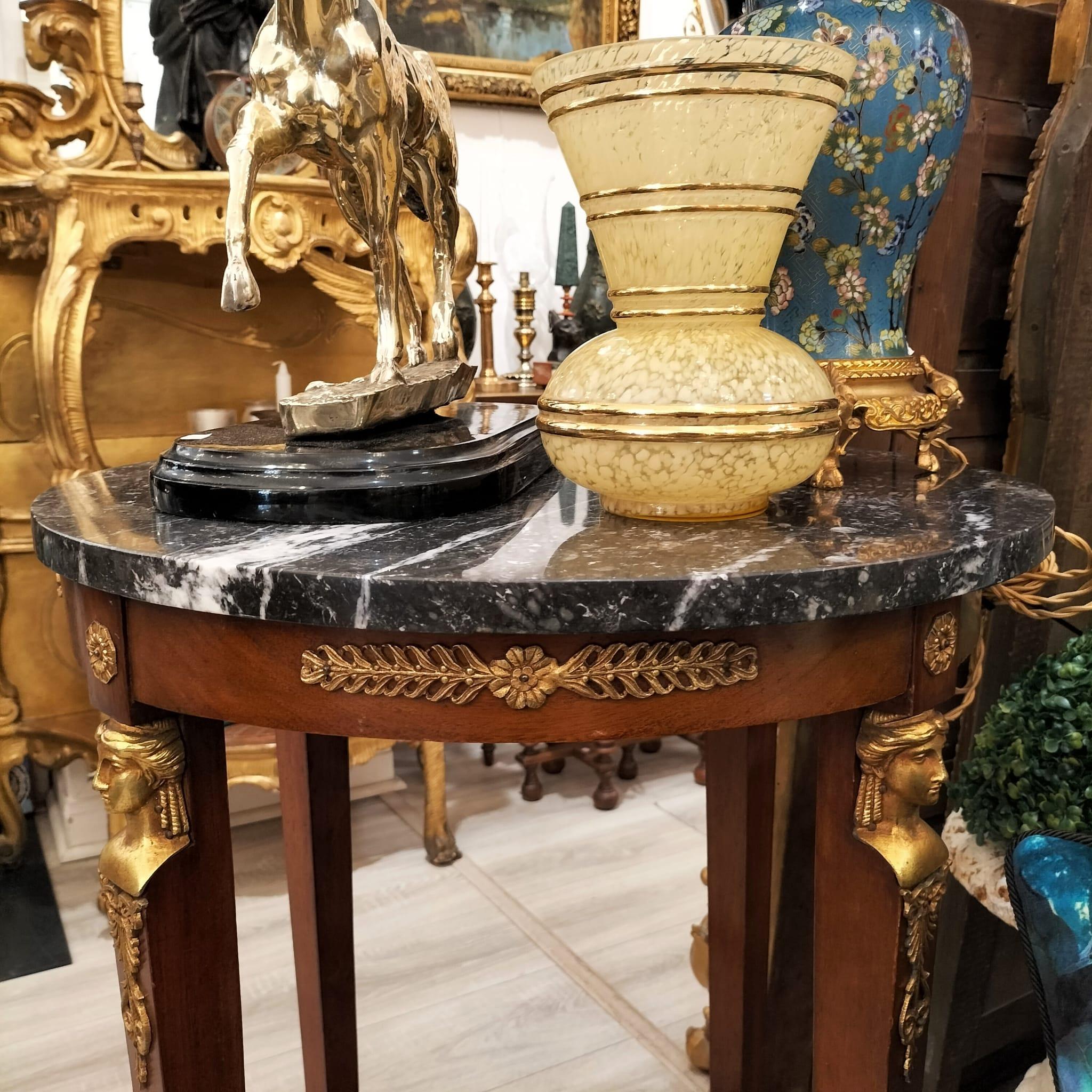 19th Century French Empire Marble Top Oval Side Table, Circa 1800 For Sale 3