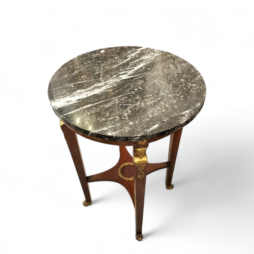 Gilt 19th Century French Empire Marble Top Oval Side Table, Circa 1800 For Sale