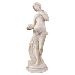 Escultura de mármol de Carrara de una mujer joven, siglo XIX, firmada Cupiny