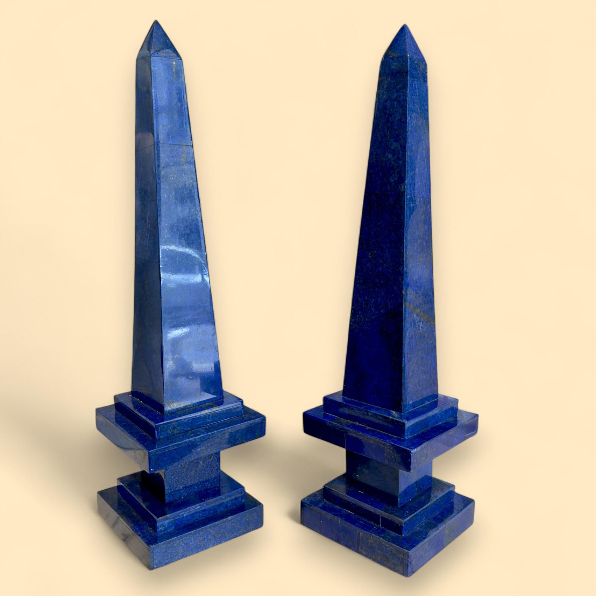 Lapis-lazuli Paire d'obélisques en lapis-lazuli, Afghanistan, XIXe siècle en vente