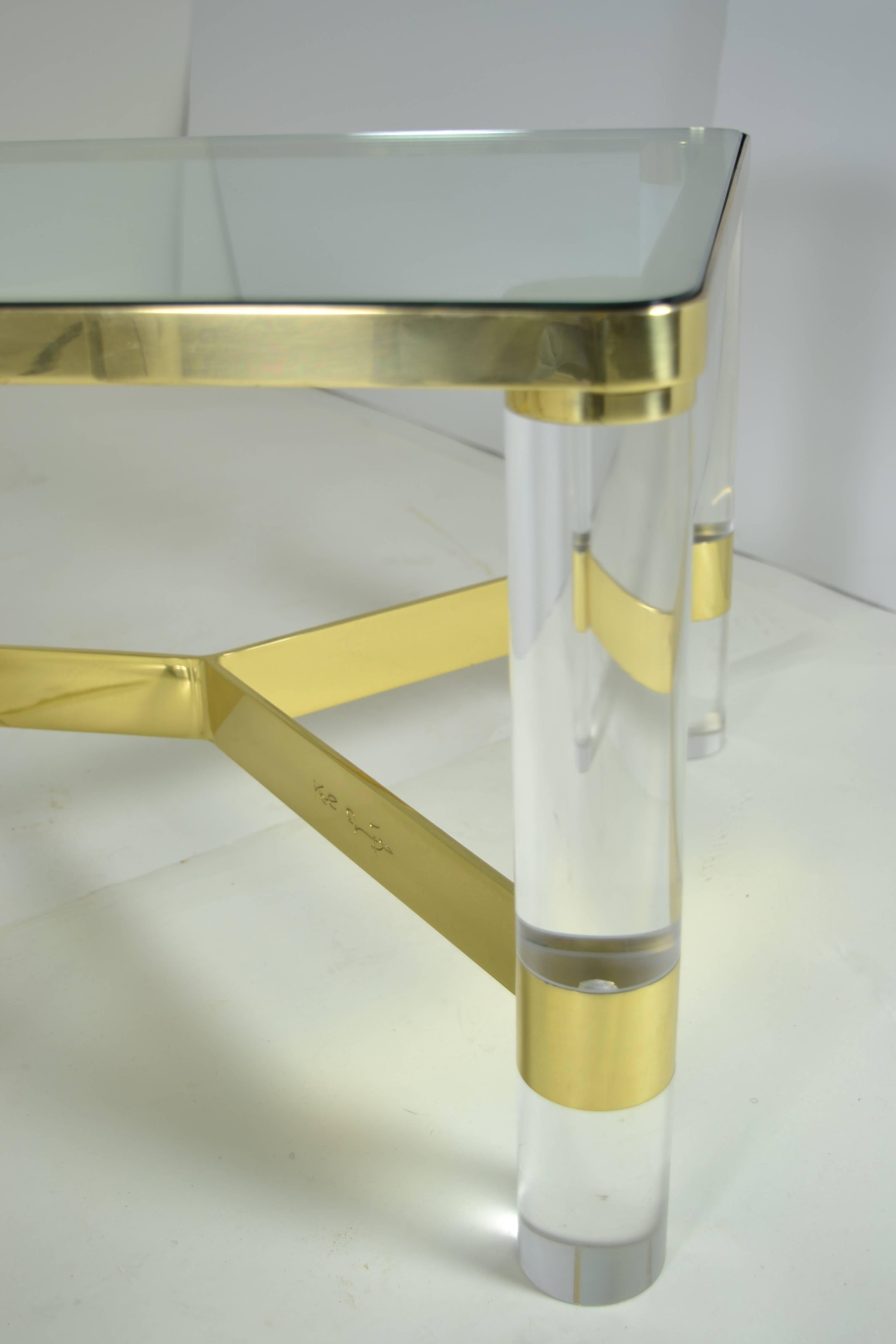 Karl Springer Brass and Lucite Cocktail Table 1