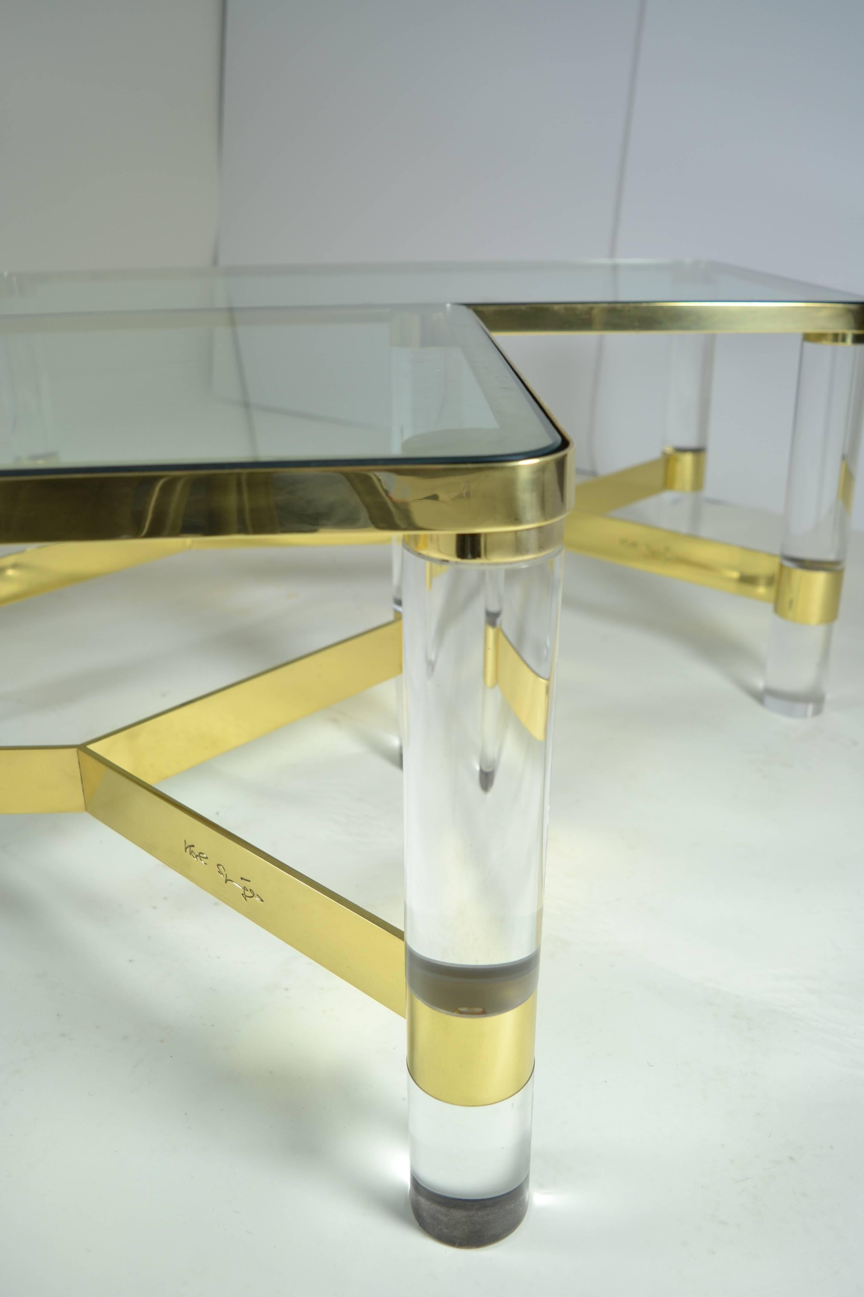 Karl Springer Brass and Lucite Cocktail Table 4
