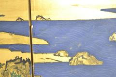 Four Panel Hand-Painted and Gilded Japanese Screen