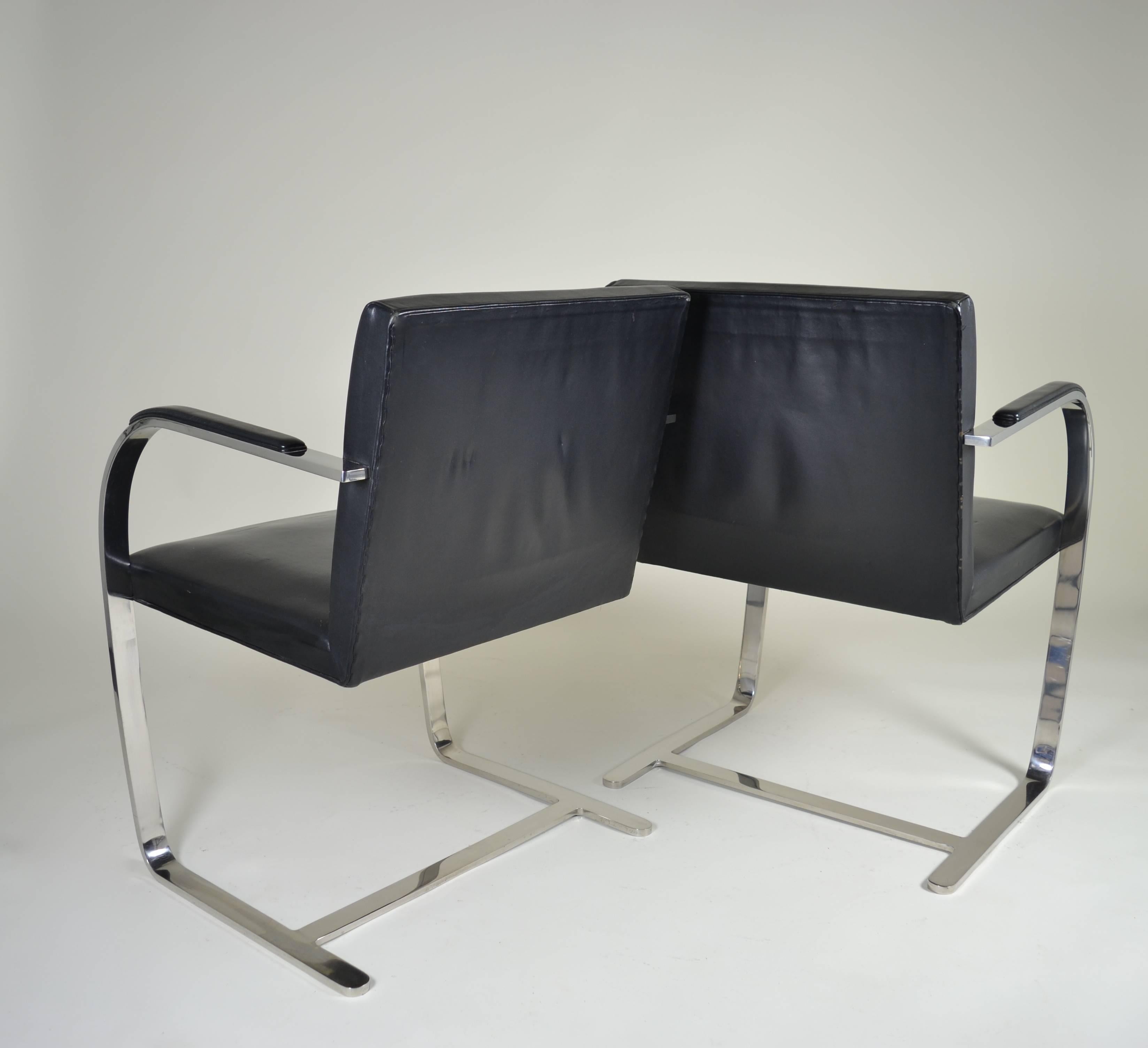 Late 20th Century Pair of Brno Chairs, Mies Van Der Rohe for Knoll