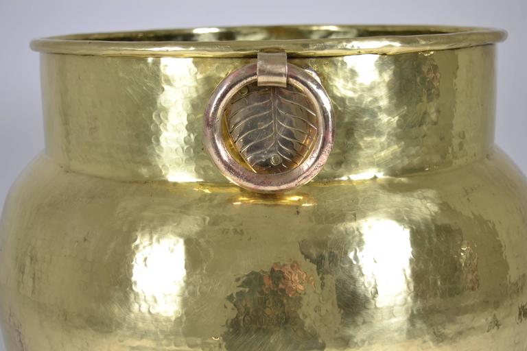 Large Hammered Brass Fire Log Bucket at 1stDibs