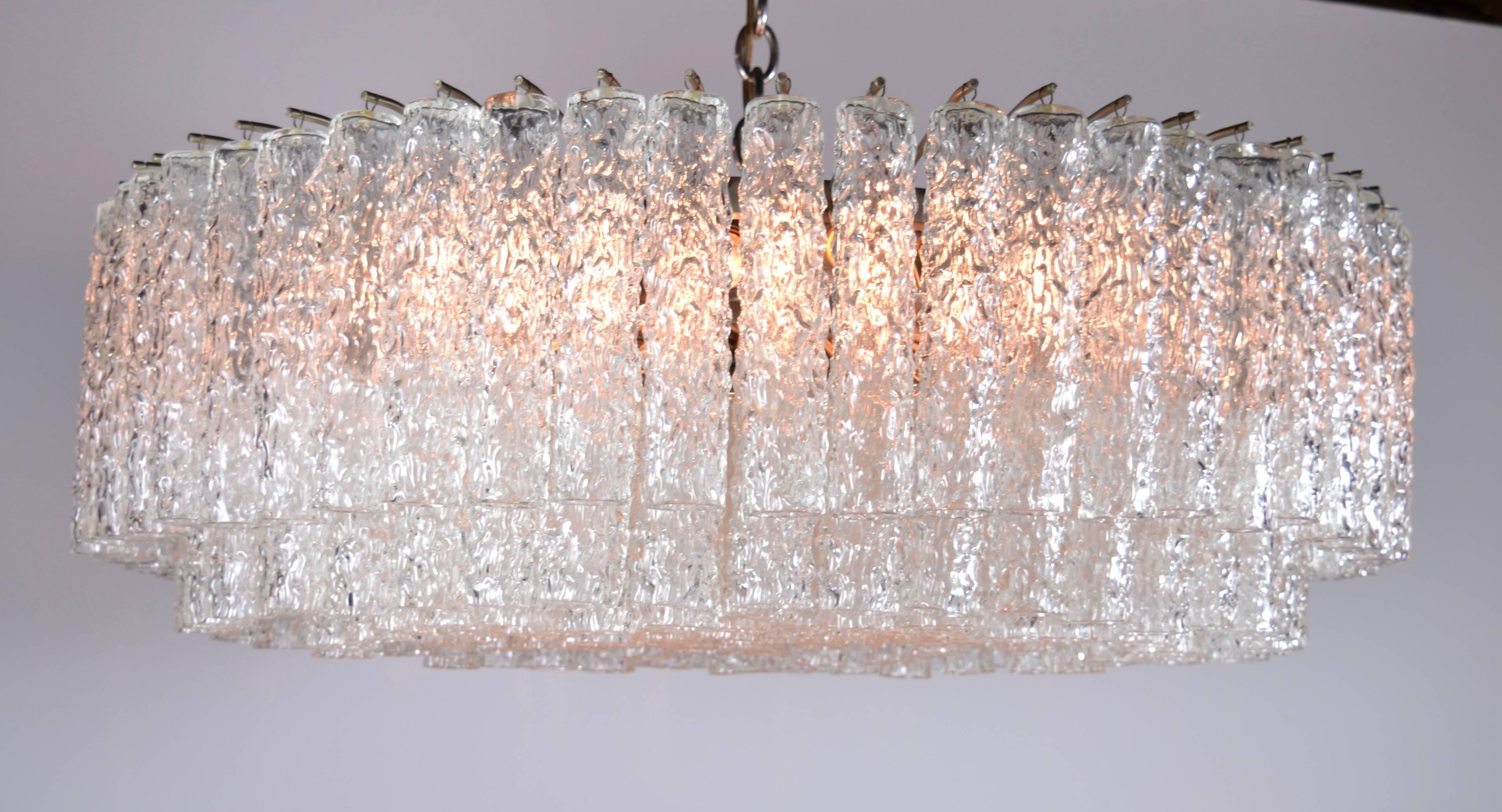 Mid-Century Modern Monumental Tronchi Chandelier with Heavy Round Murano Glass Tubes, Italy 1970s
