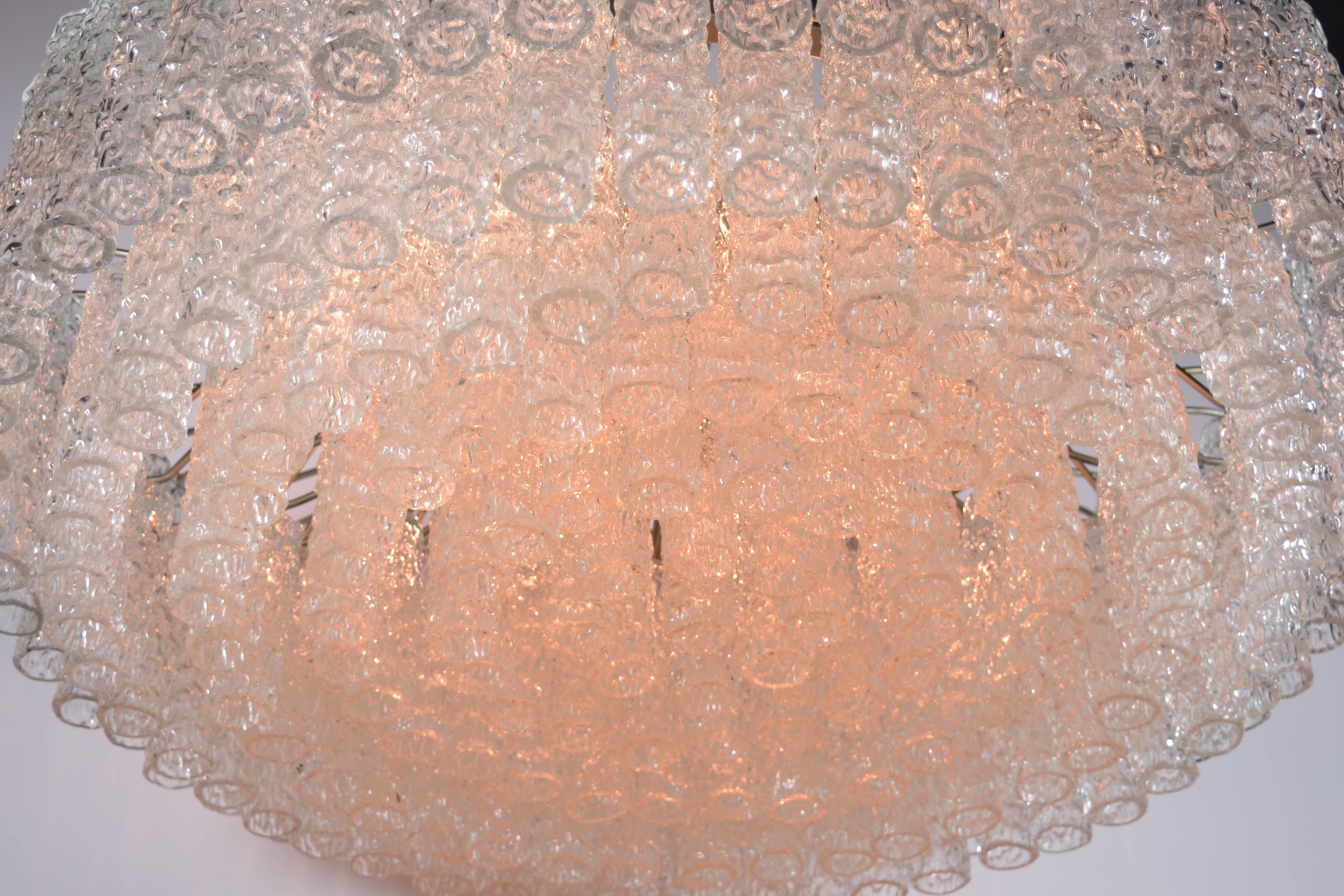 Monumental Tronchi Chandelier with Heavy Round Murano Glass Tubes, Italy 1970s In Excellent Condition In Norwalk, CT