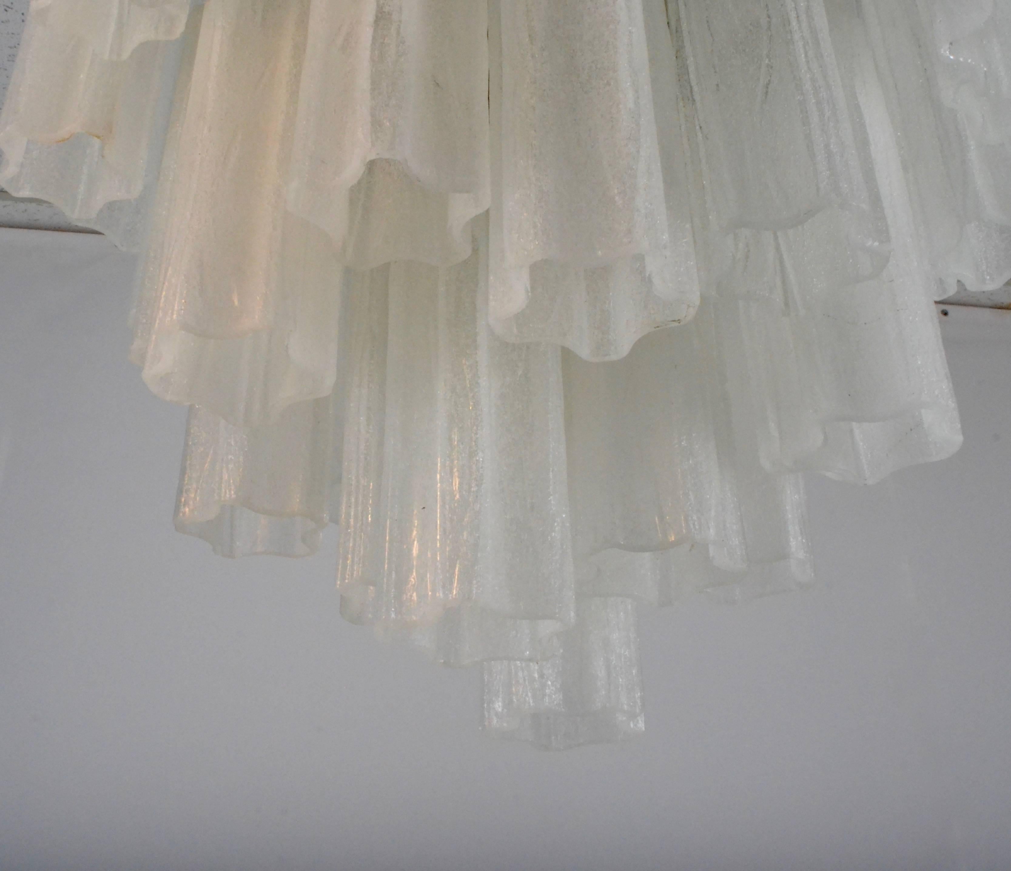 Late 20th Century Rare Frosted Tronchi Tube Chandelier, Italy, circa 1970s